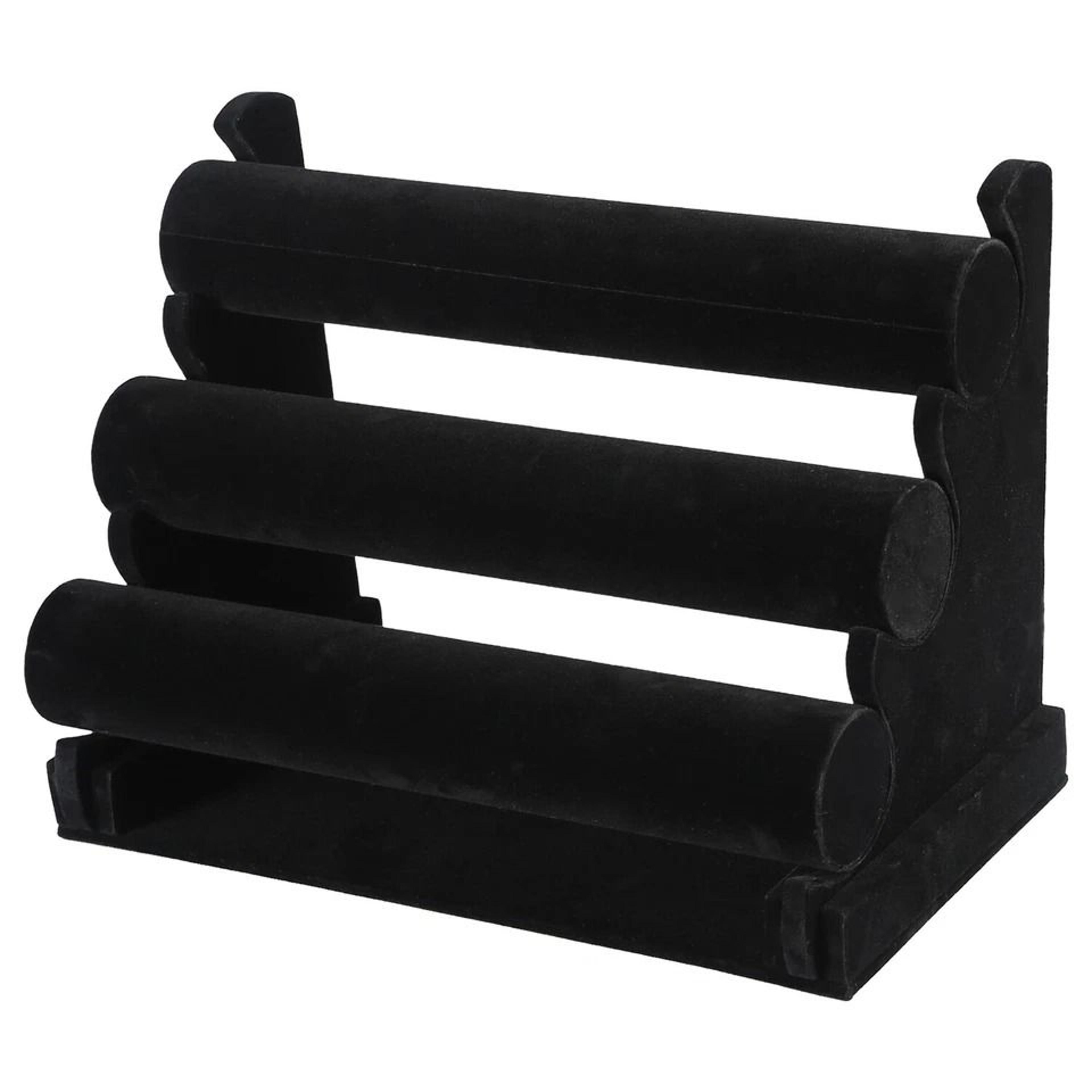 black velvet tier jewelry display stand, bracelet organizer for watches and chains, elegant storage solution