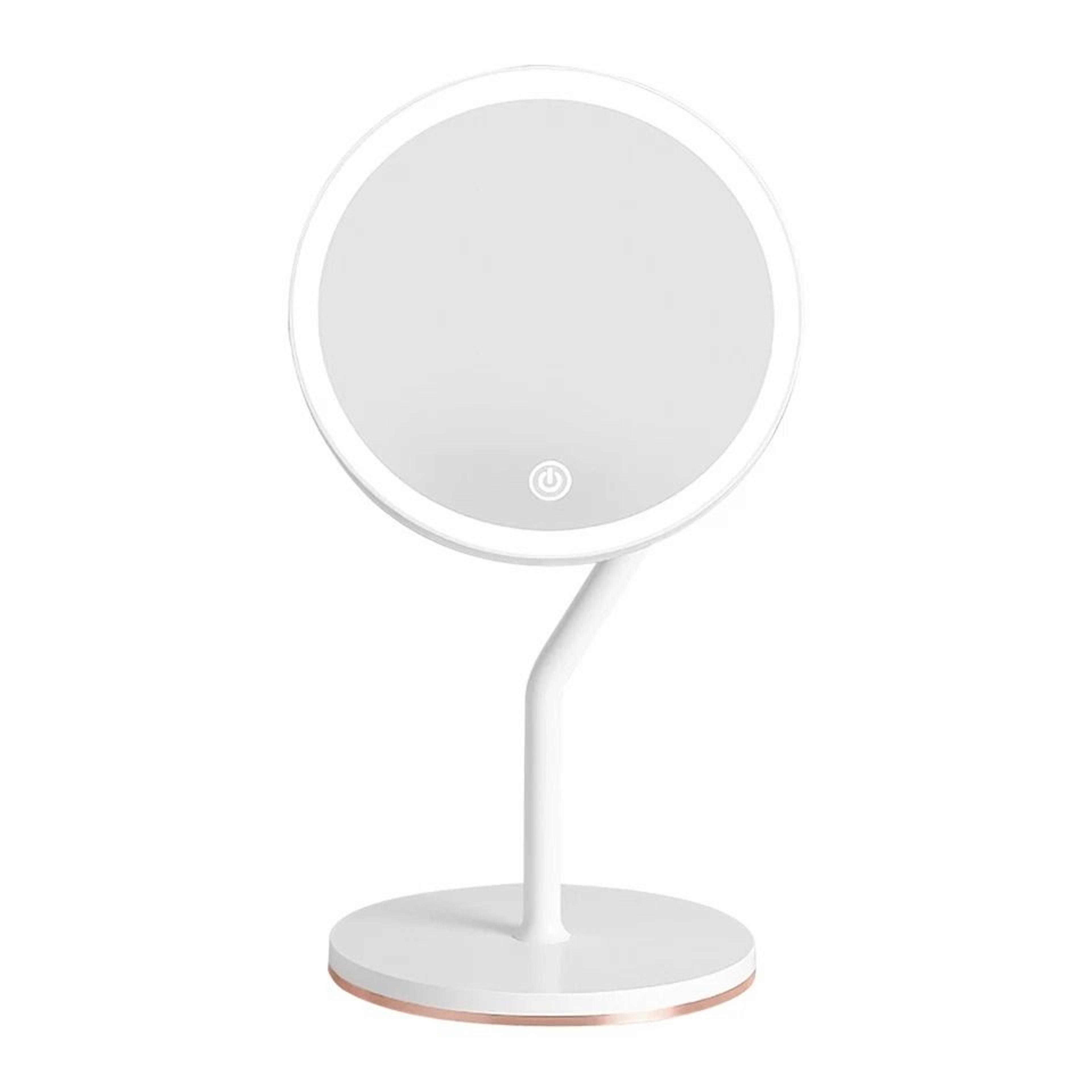 led lighted makeup mirror with magnification, stepless dimming, usb rechargeable, light colors, smart touch control