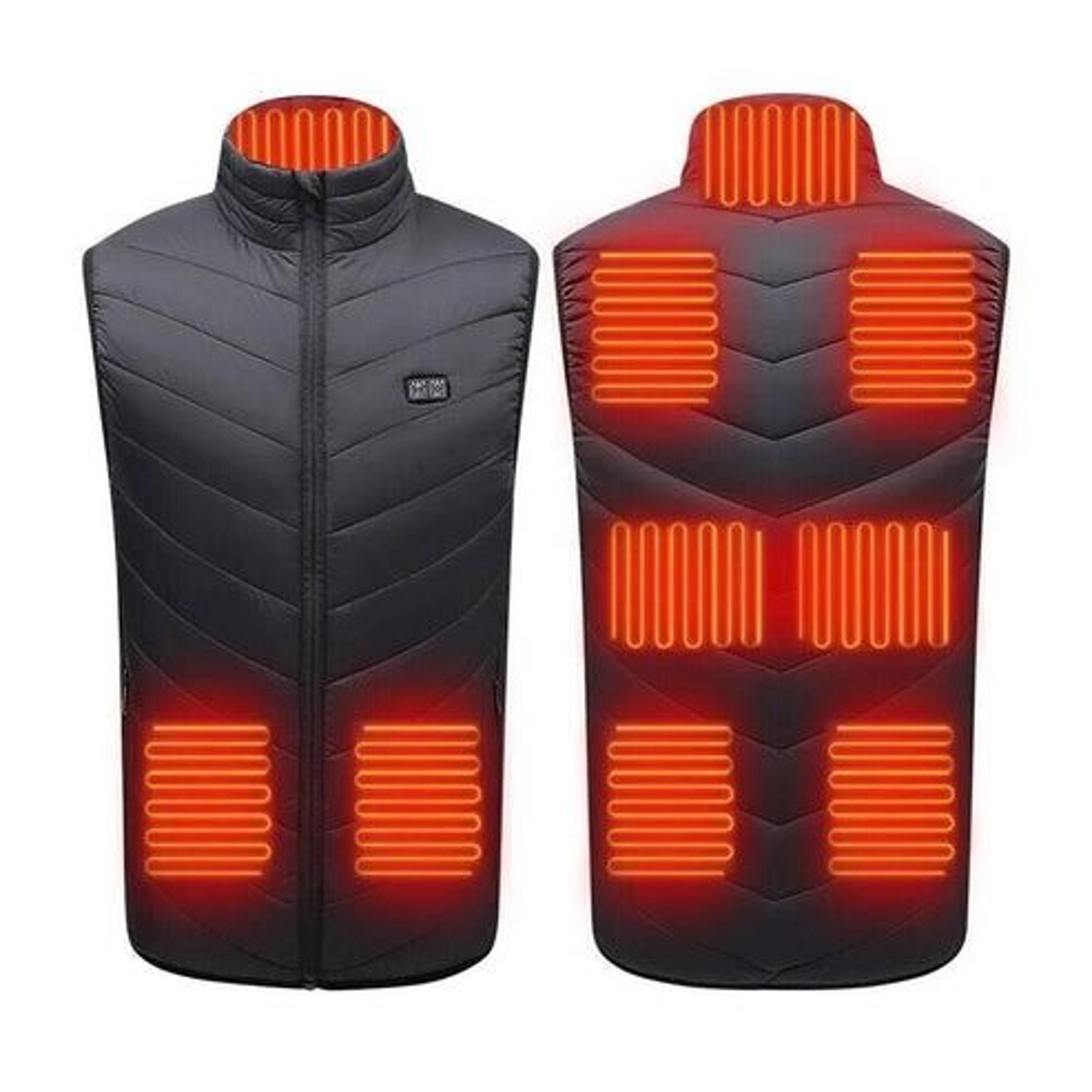 electric heated vest, heating zones, battery pack, rechargeable warmth vest for cold weather