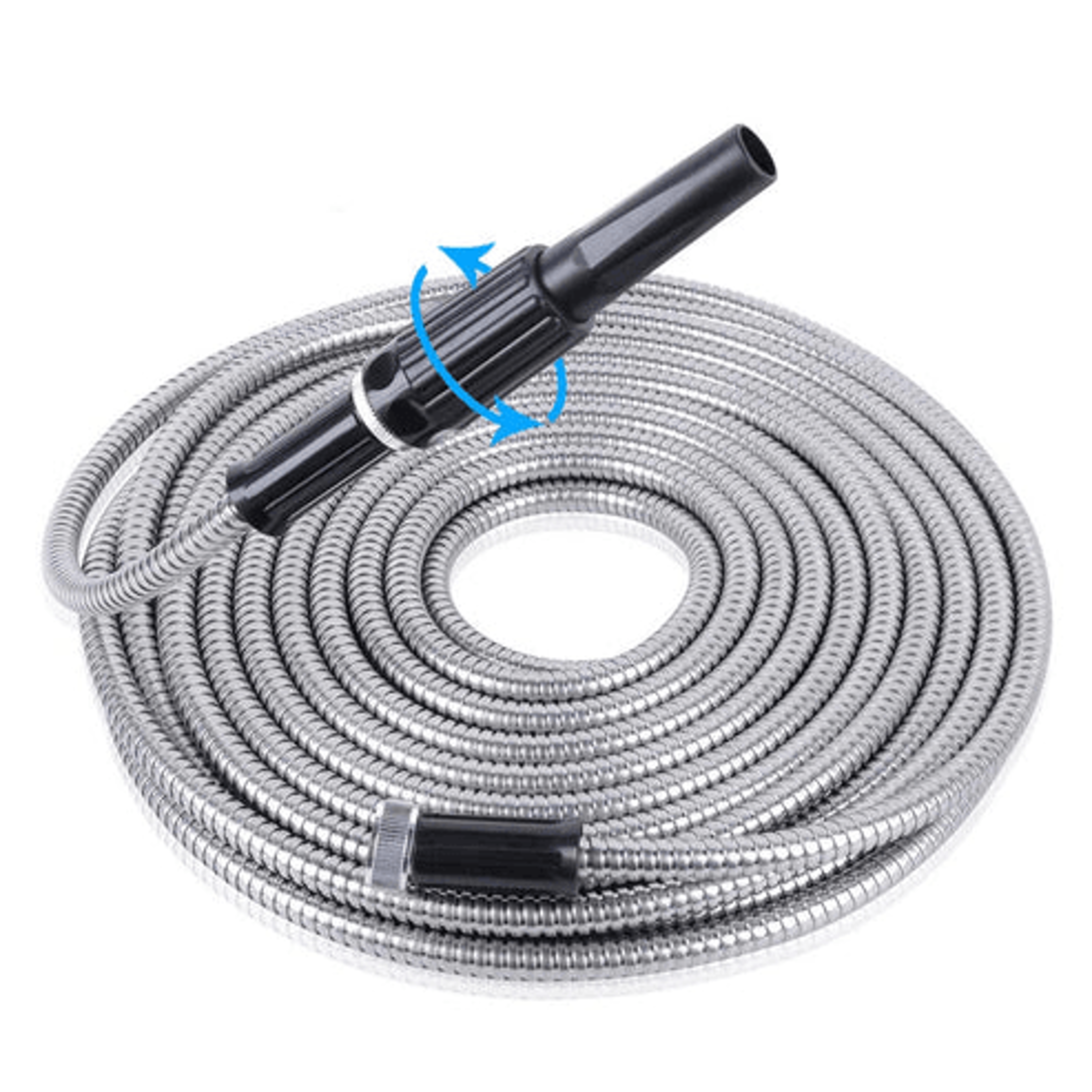 flexible stainless steel metal garden water hose, lightweight pipe for easy storage
