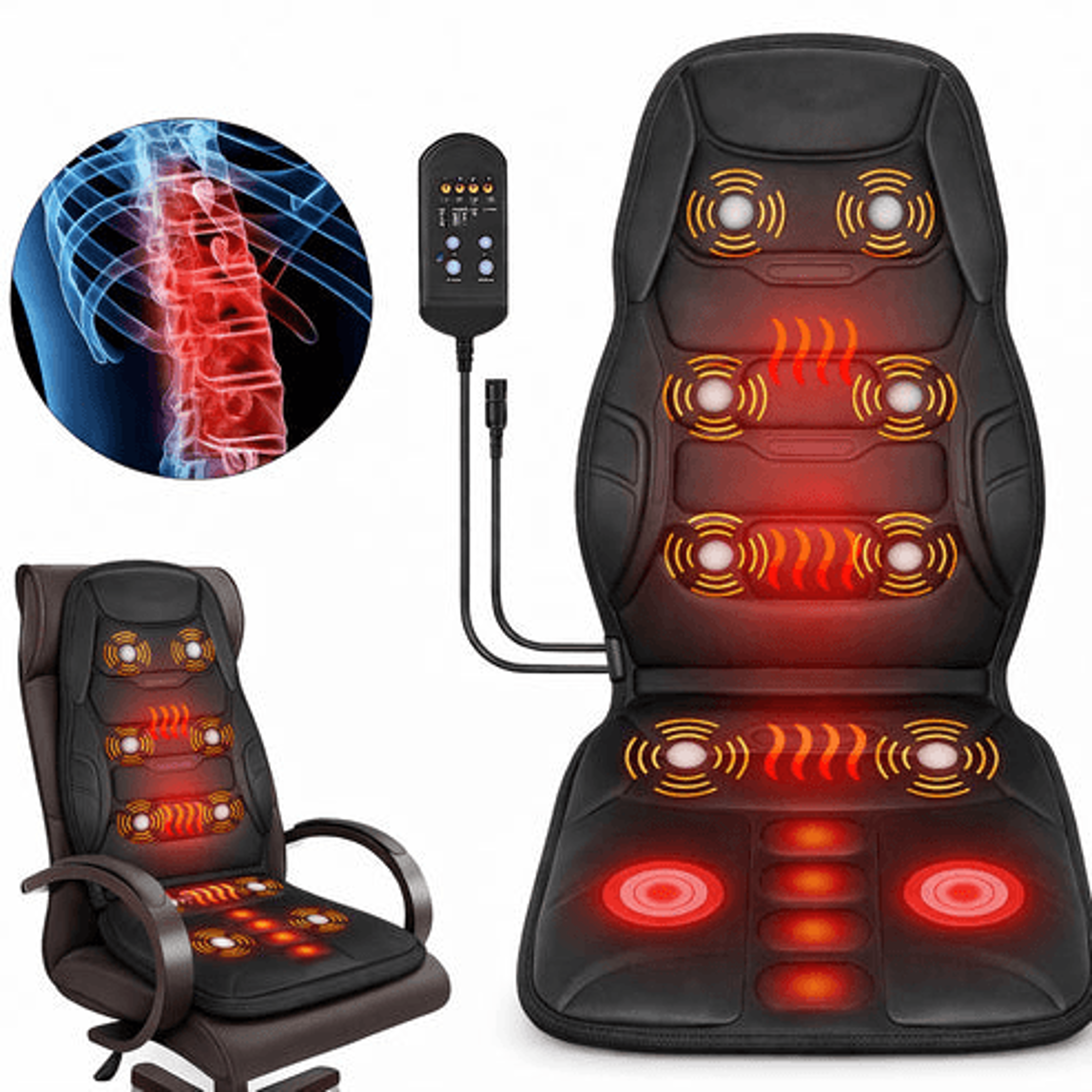 heated back neck & body massager chair, massage seat cushion for home office use