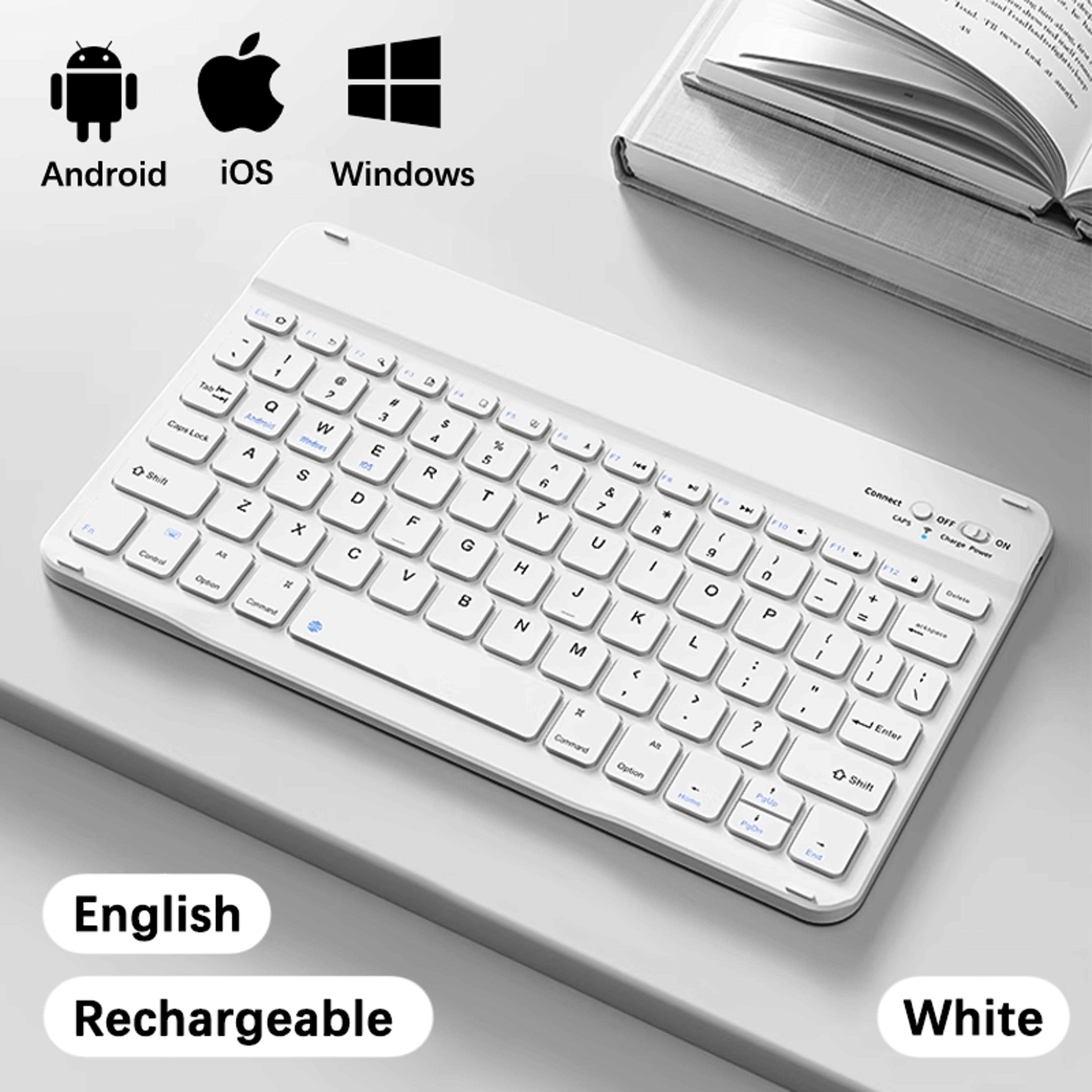 wireless, bluetooth, keyboard, slim, portable, ipad, iphone, android, universal, rechargeable, lightweight, long battery
