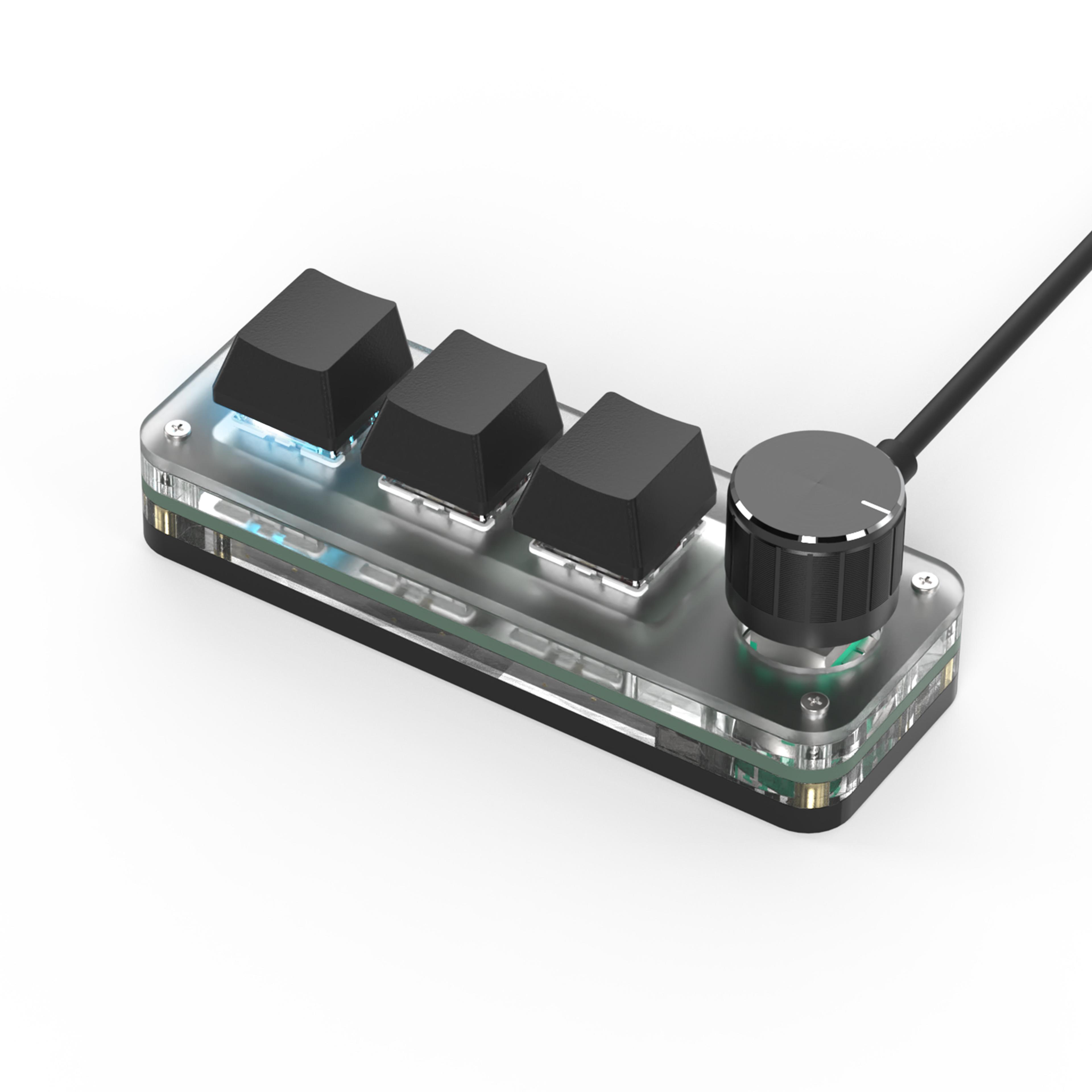 rgb mini hot swap gaming, macropad macro programming keyboard, red switch 3 keys knob, custom knob keypads forphotoshop