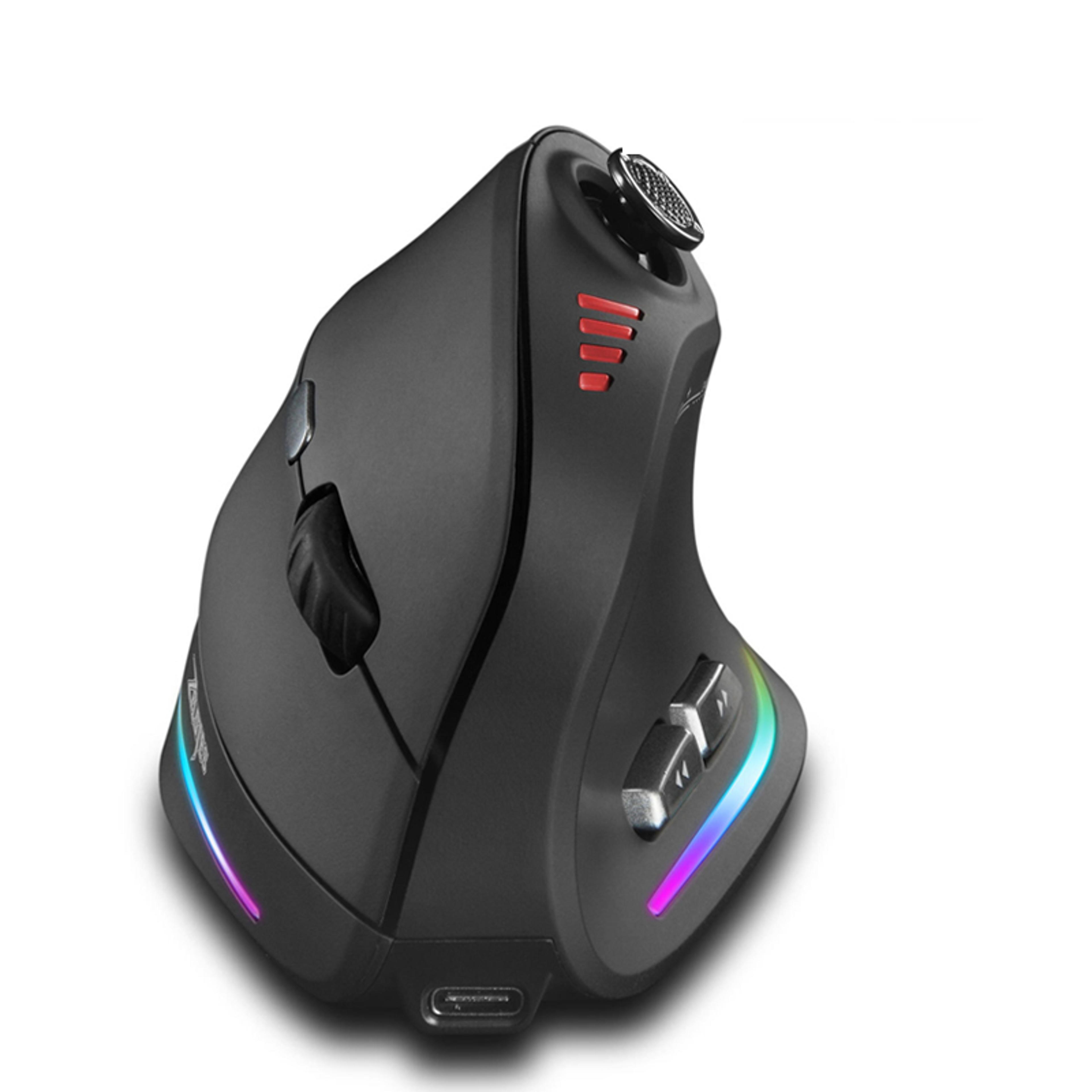 wireless vertical gaming mouse, rgb backlit, programmable buttons, 24000dpi control, adjustable, wired for gamers