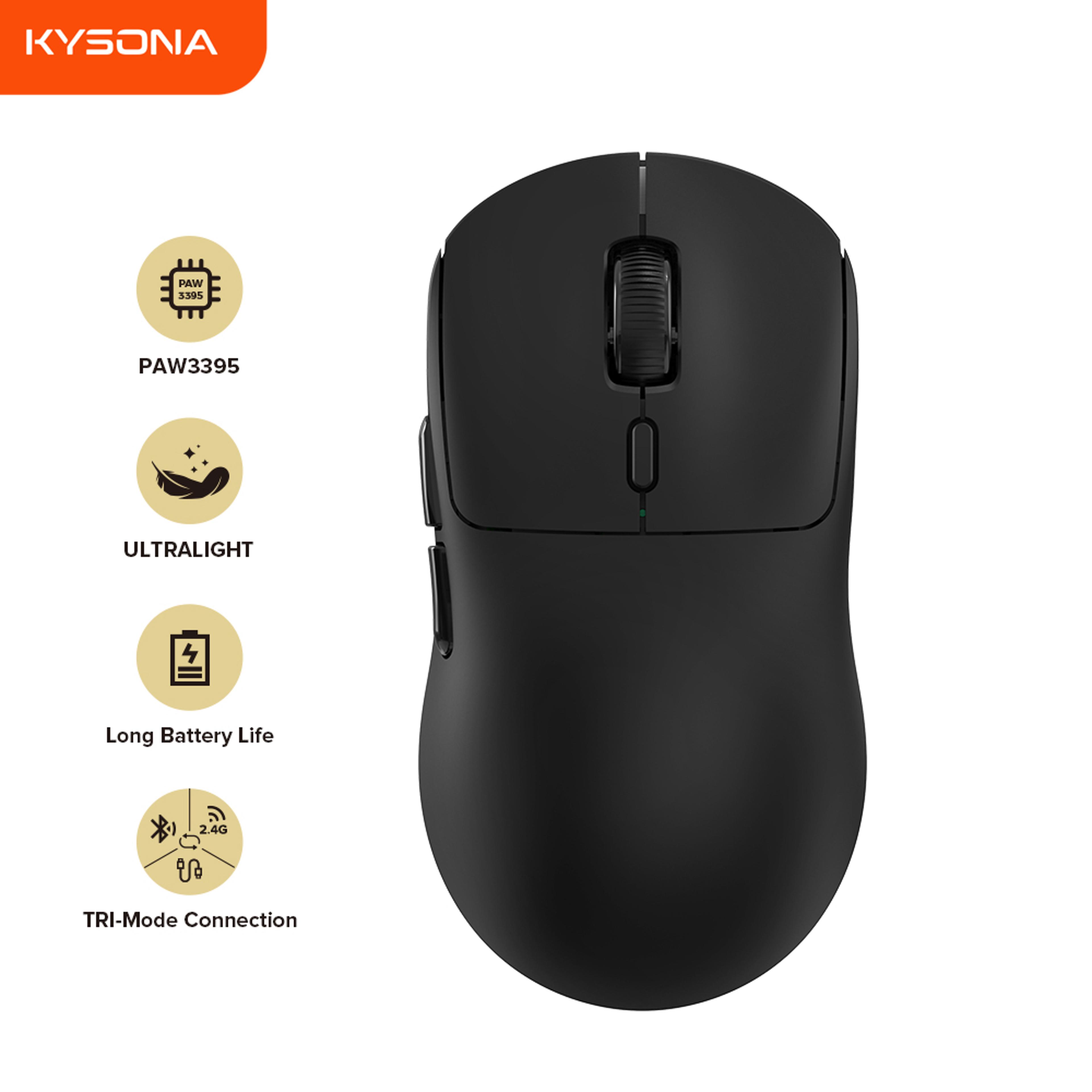 wireless gaming esports mouse paw3395, m600 v2 black, 55g 26000dpi 6 buttons