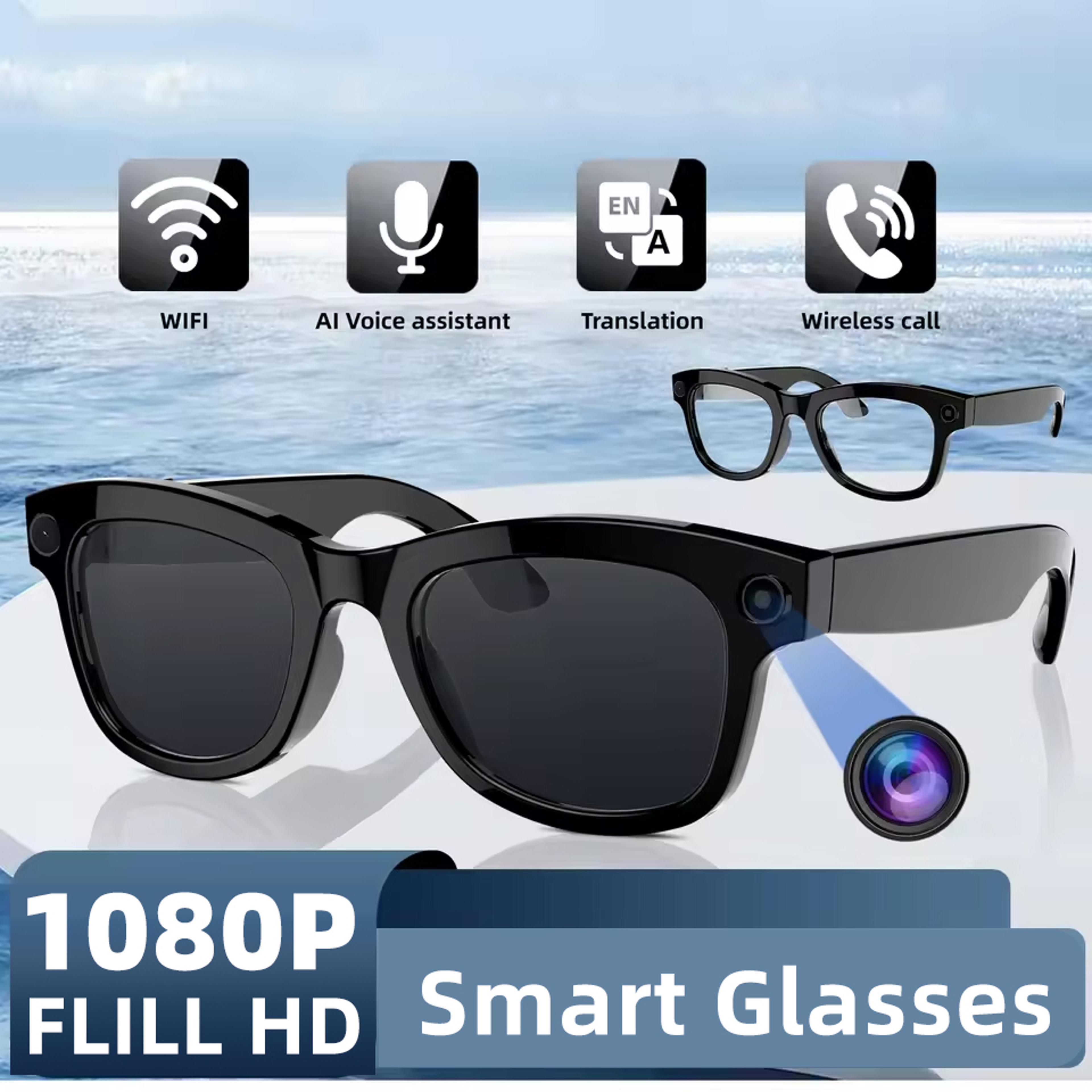 video recording camera smart glasses, bluetooth call ai translation lens, vr headset sunglasses for men & women