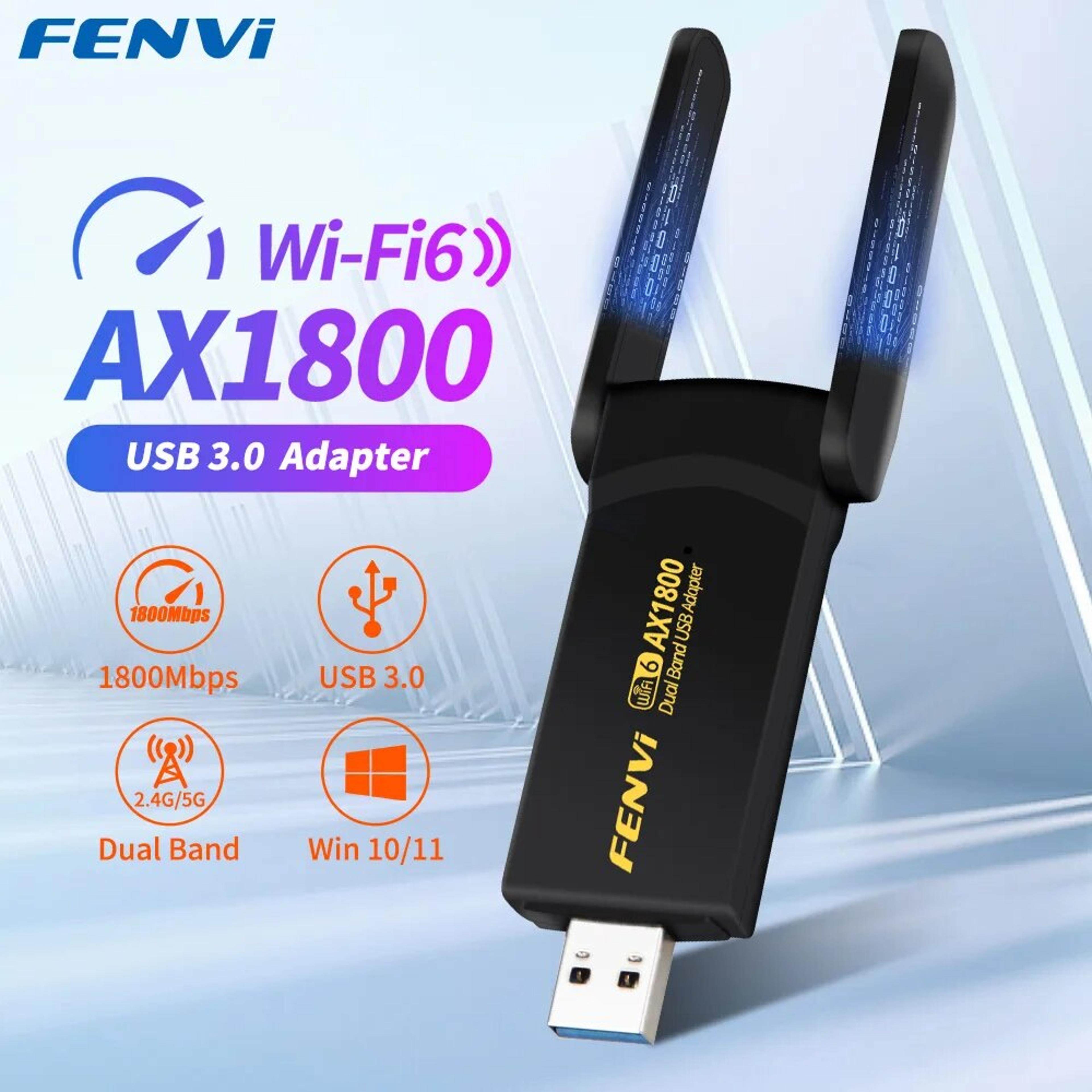 dual band 2.4g 5ghz wifi receiver, 1800mbps wifi 6 usb adapter, usb 3.0 dongle network card for laptop pc