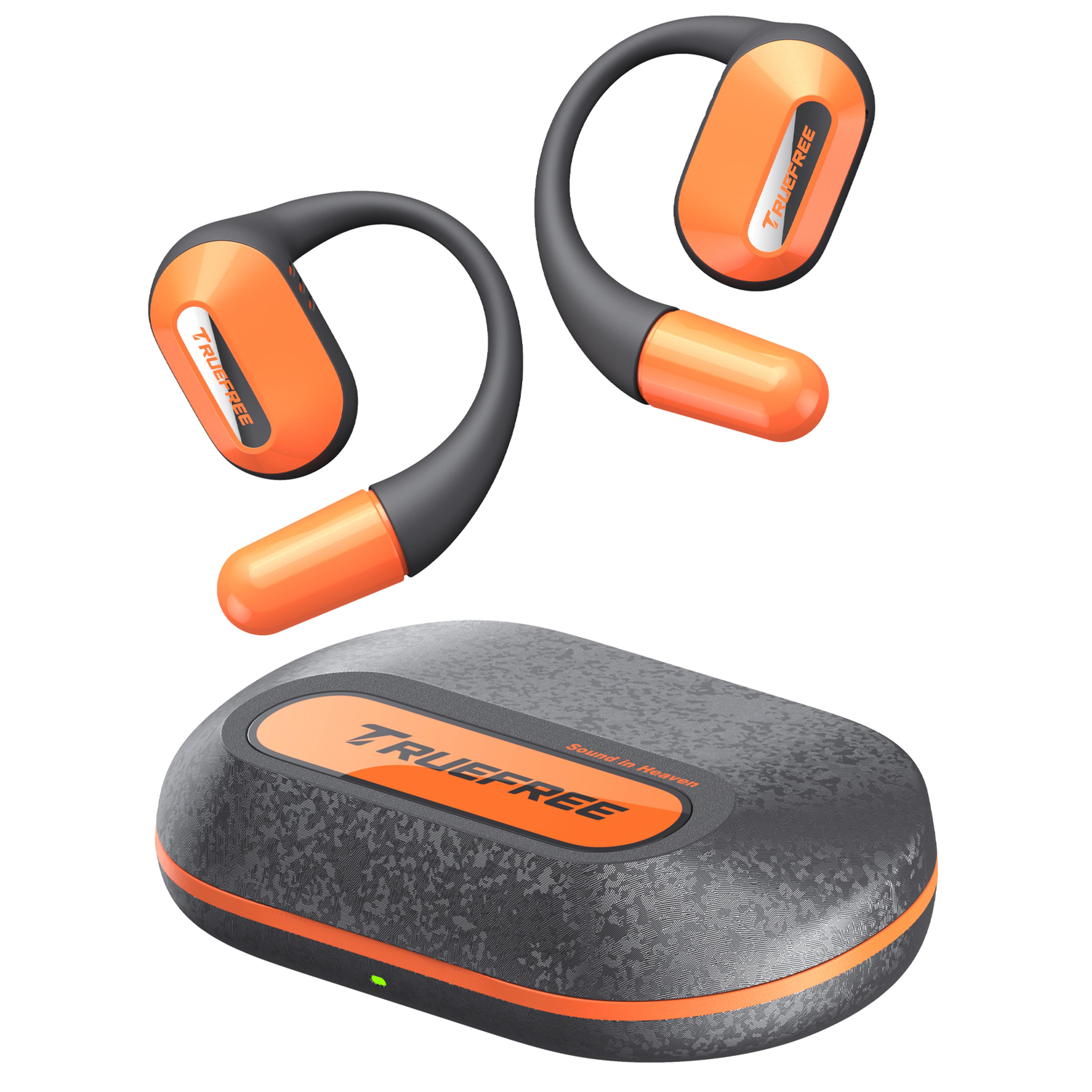 bluetooth wireless earbuds, truefree o2 open ear headphones, ipx5 waterproof, multipoint connection, app control