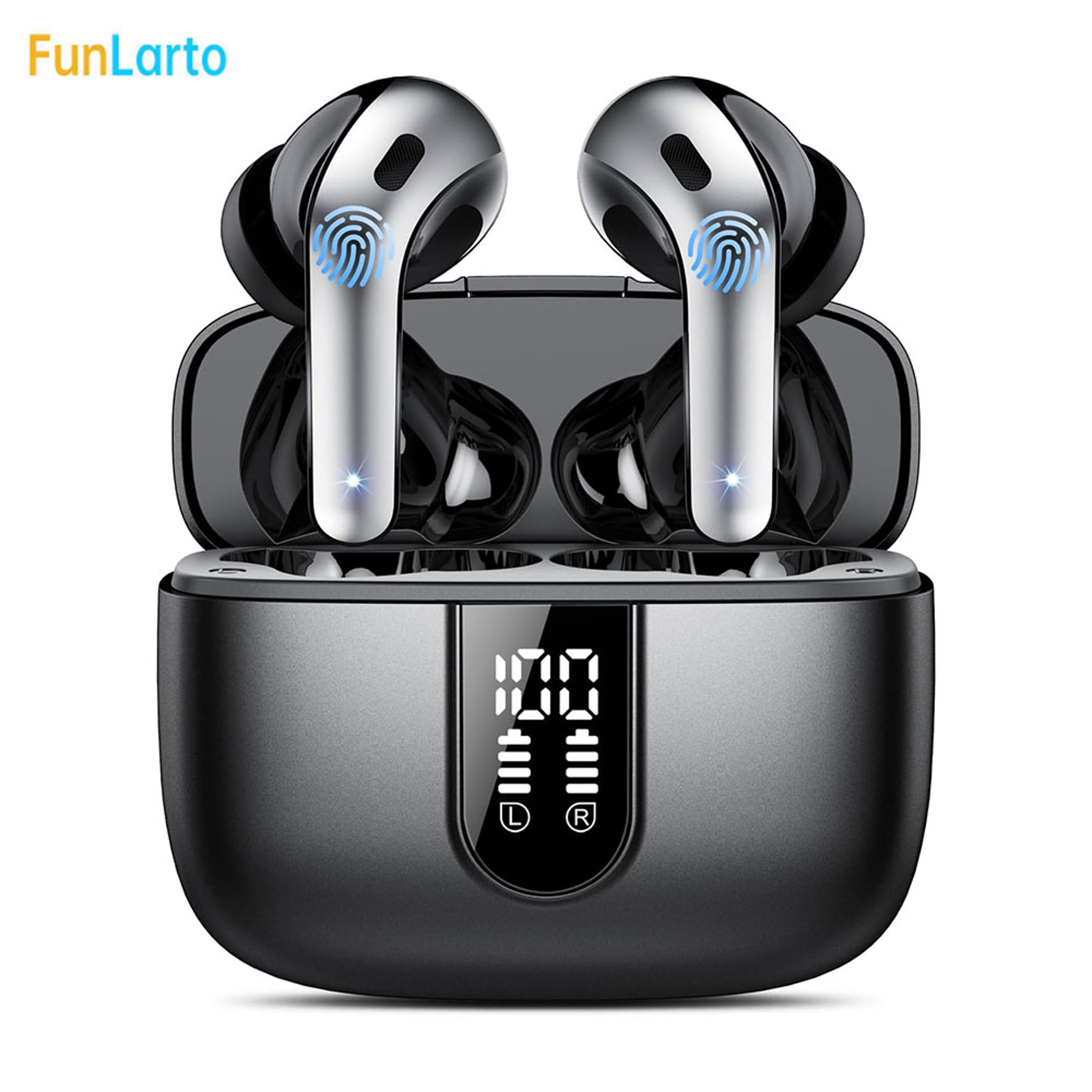 bluetooth 5.3 wireless earbuds, quad-mic call noise reduction enc, 50h playtime wireless earphones, bluetooth headphones