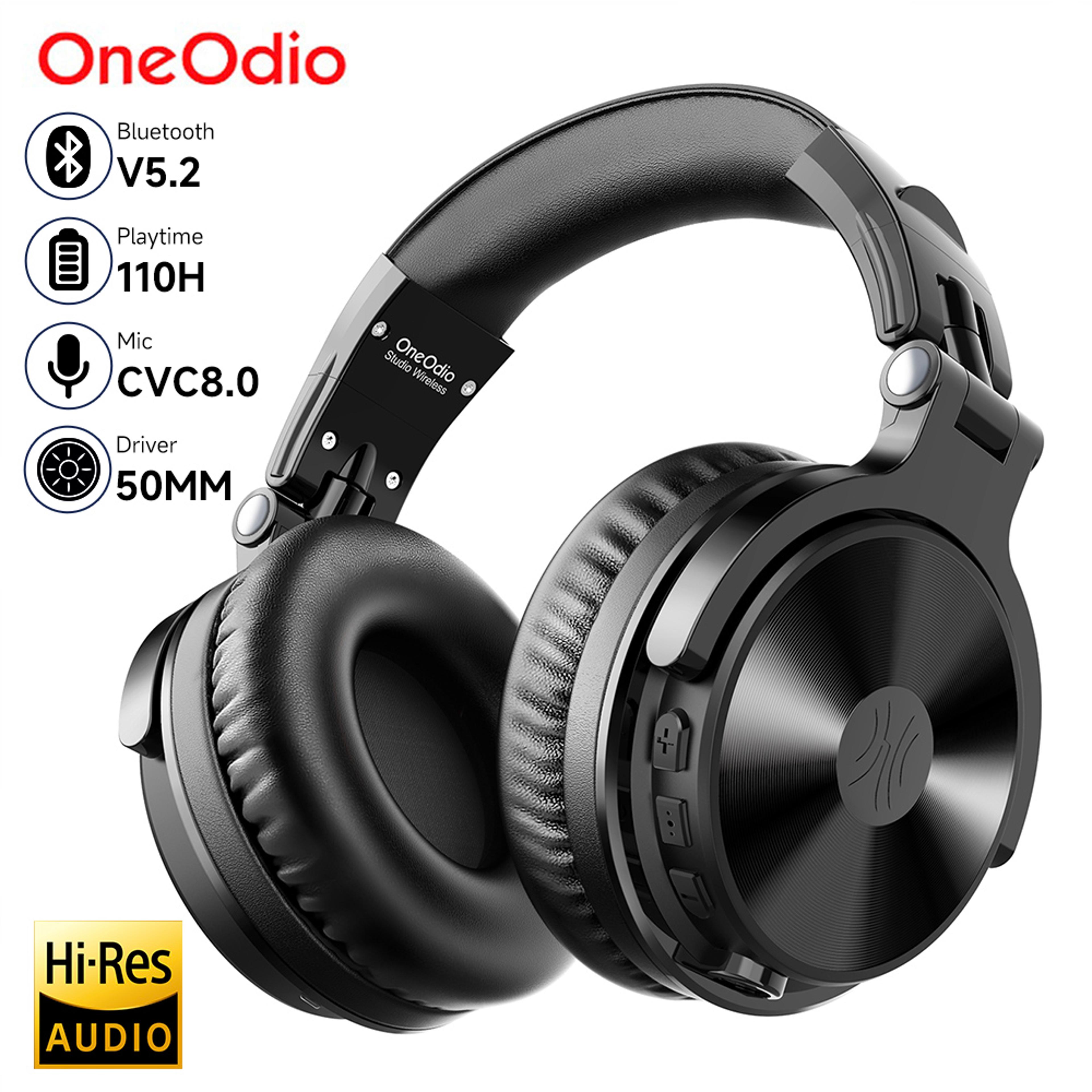 hi-res over ear bluetooth 5.2 headphones, oneodio pro-c wireless with mic, headset for phone pc sports