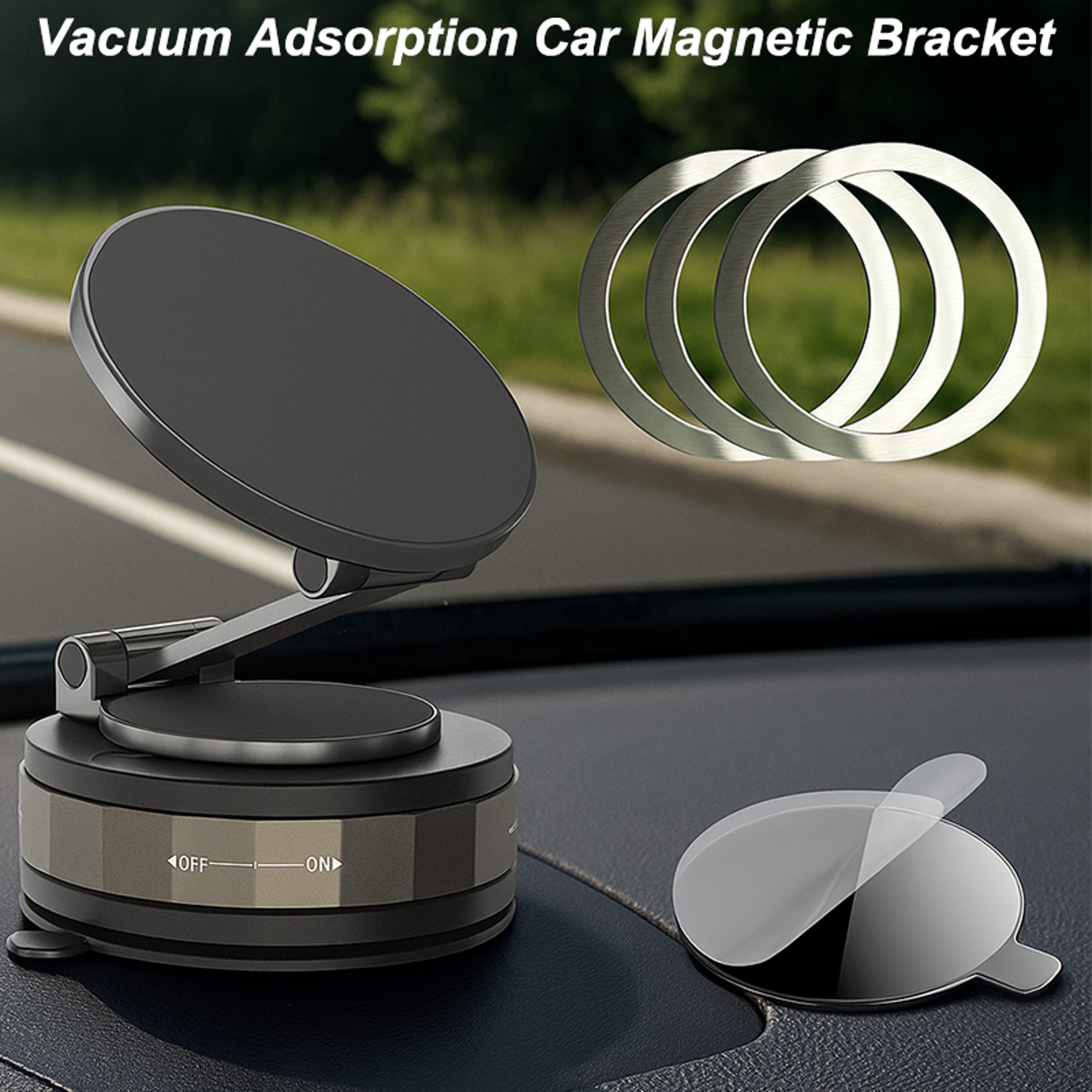 magnetic 360° car phone holder with suction cup, upgraded universal mount for iphone samsung xiaomi all phones