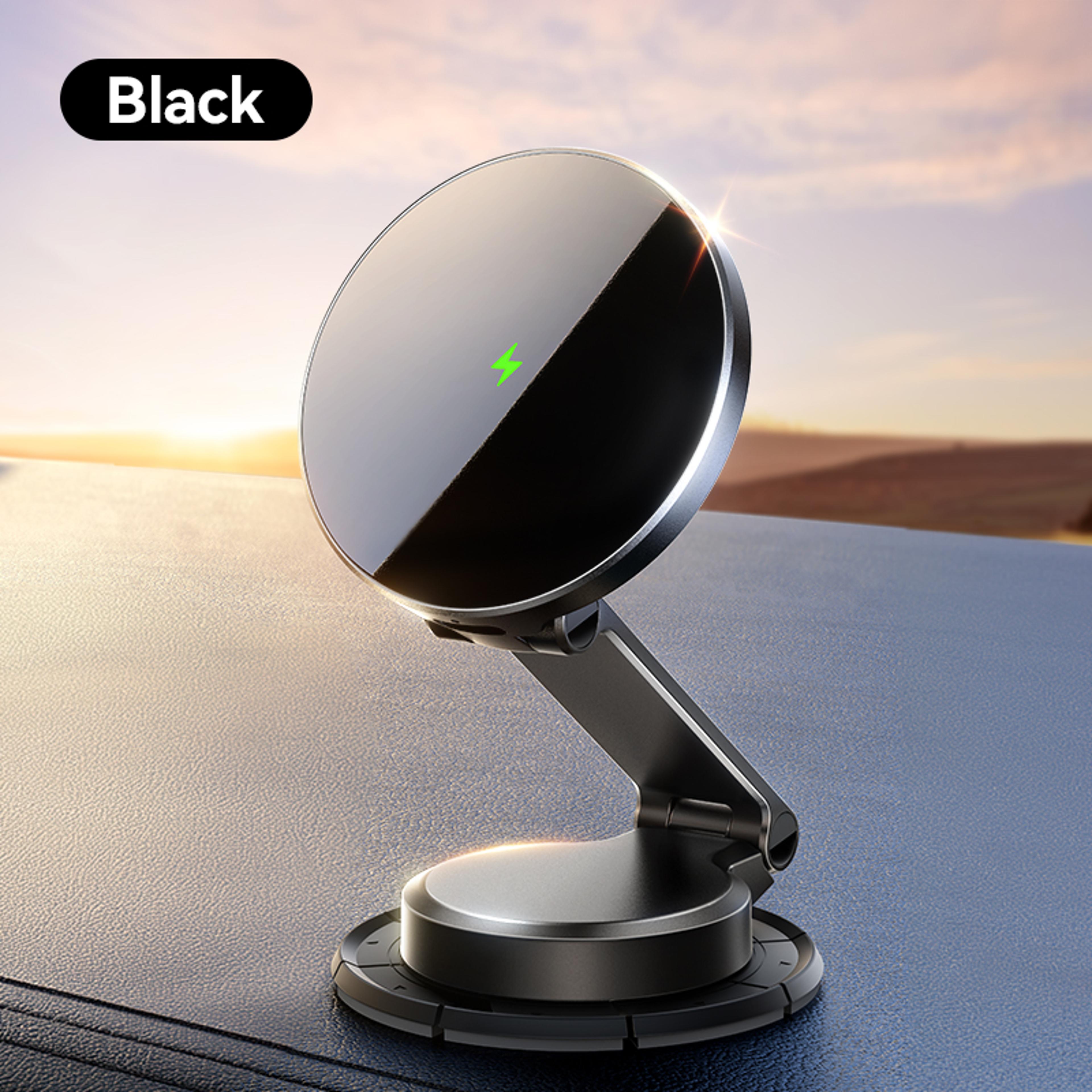 15w wireless charging car mount, magnetic n55, 360° rotation, foldable phone holder fast charger