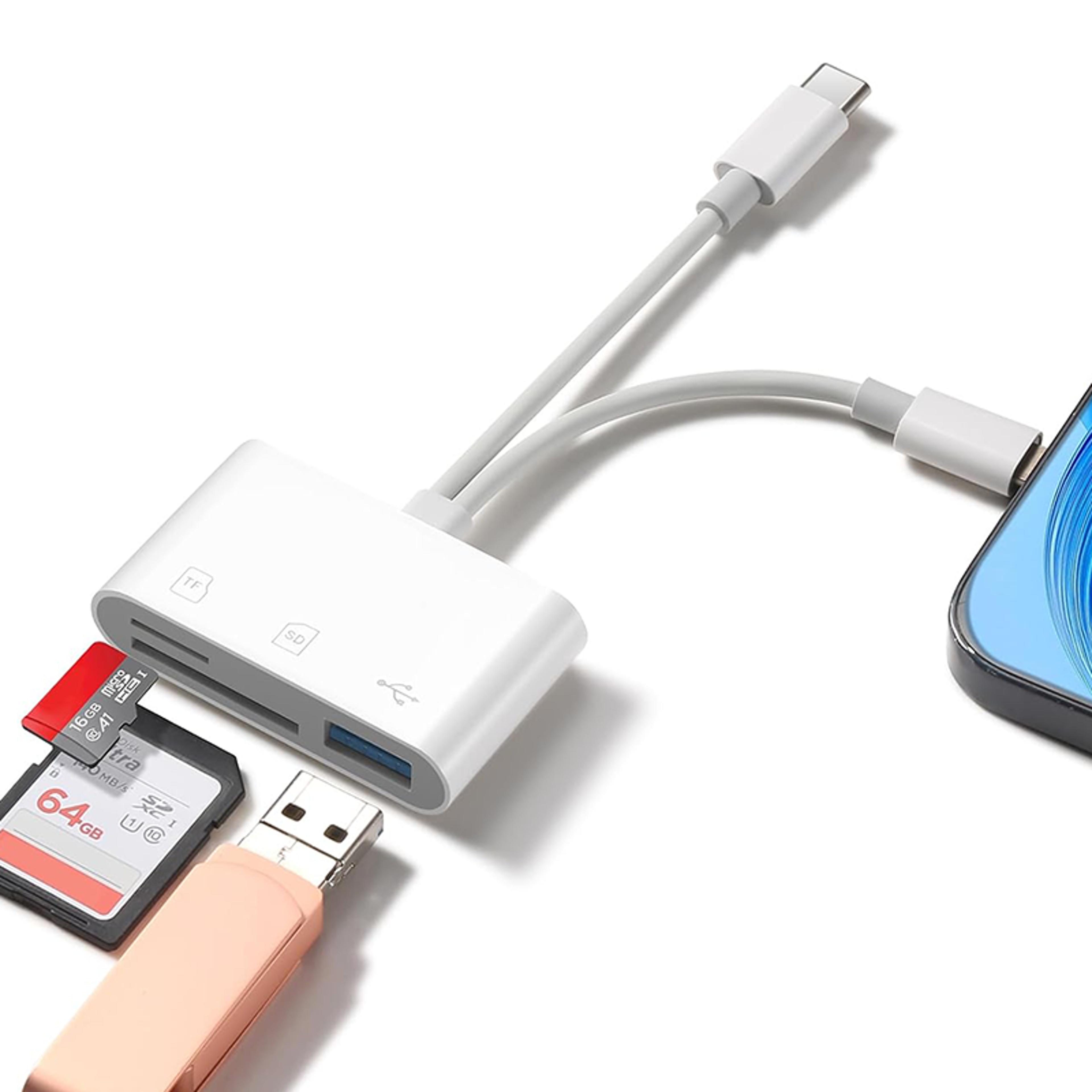 otg adapter usb 3.0 type c sd tf card reader for iphone 14 15 16 ipad macbook android cameras plug and play