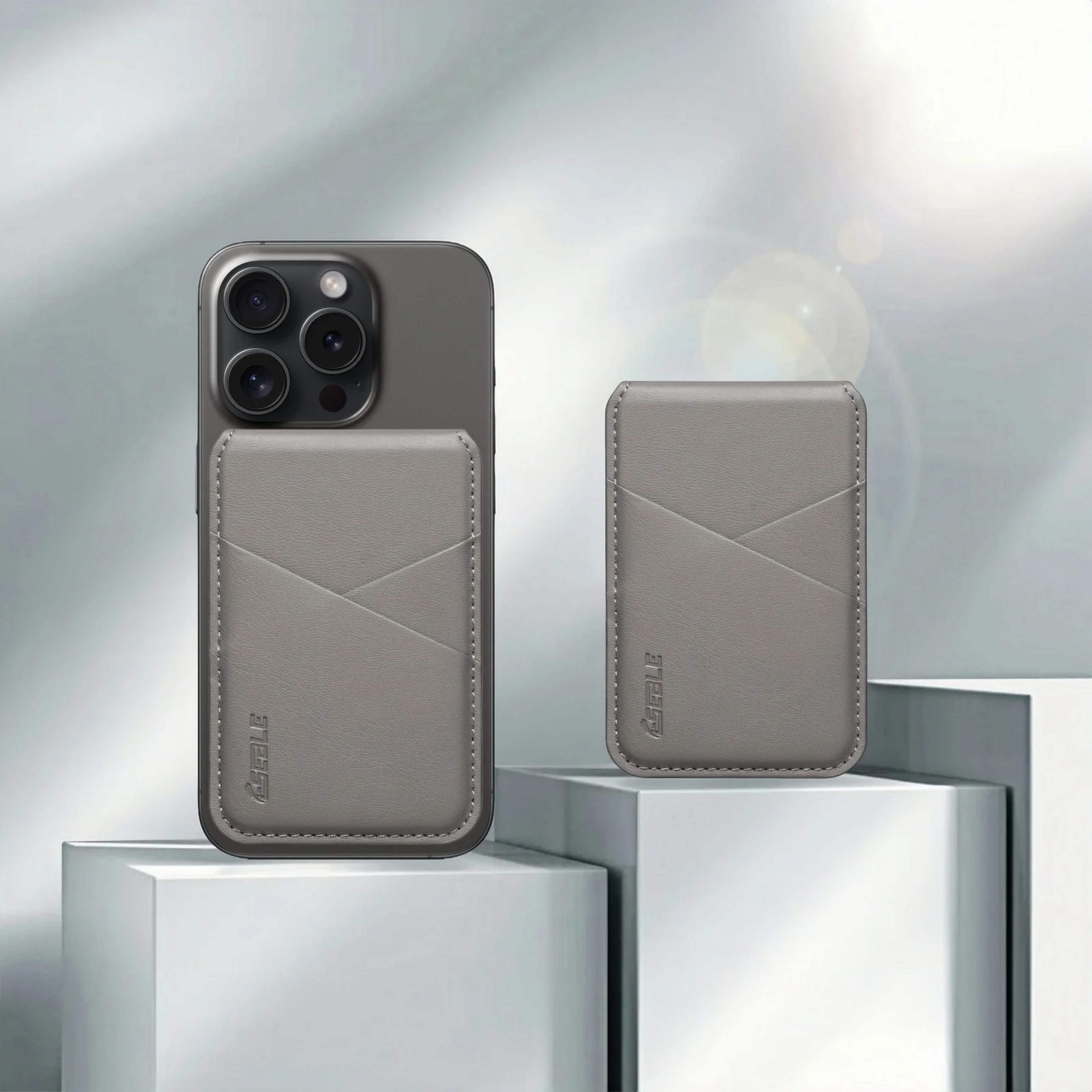 magnetic phone holder detachable leather wallet, stand non-slip id card cover for magsafe iphone