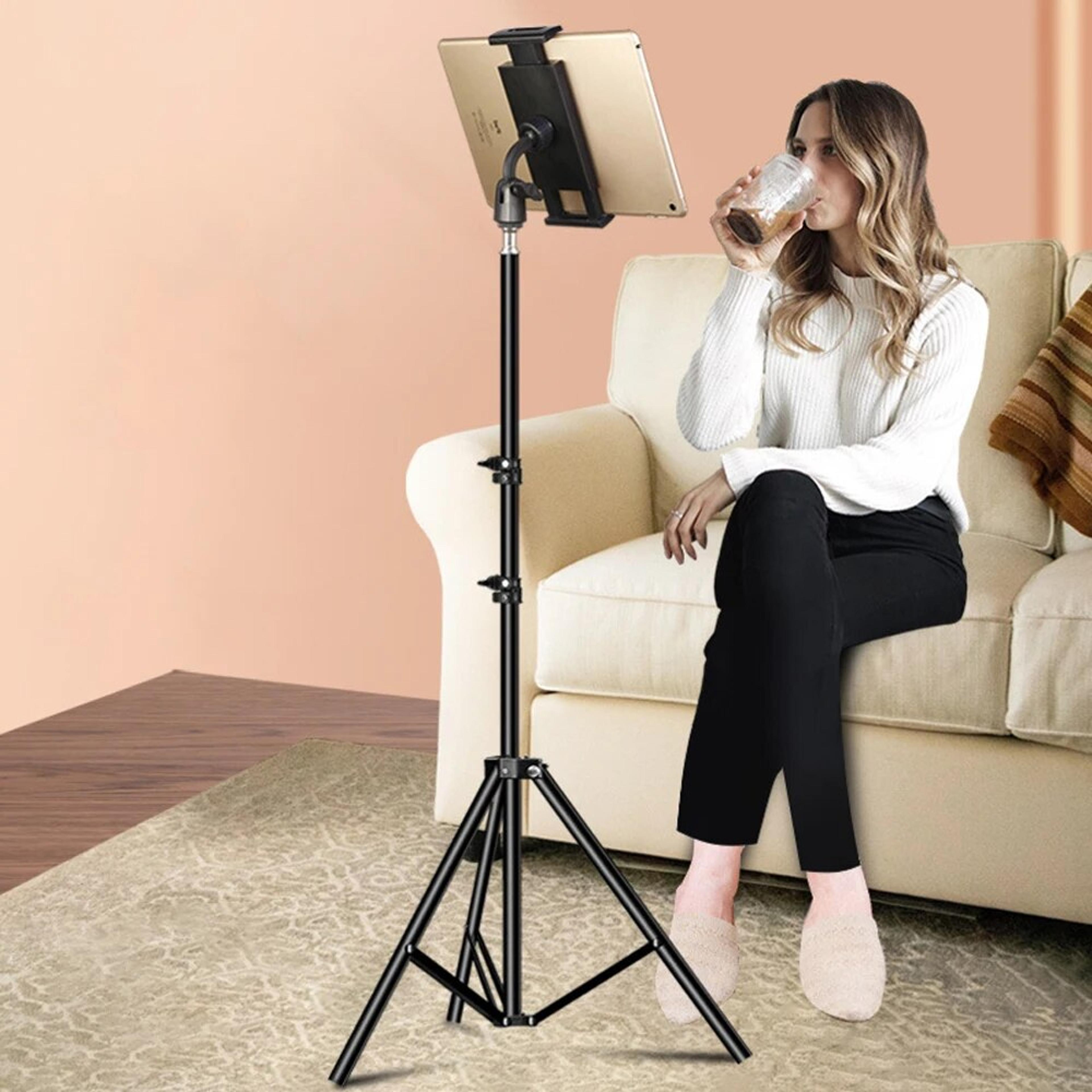 adjustable tripod floor tablet stand, holder mount for ipad pro 12.9 air, mini xiaomi 4-13 inch lazy holder bracket