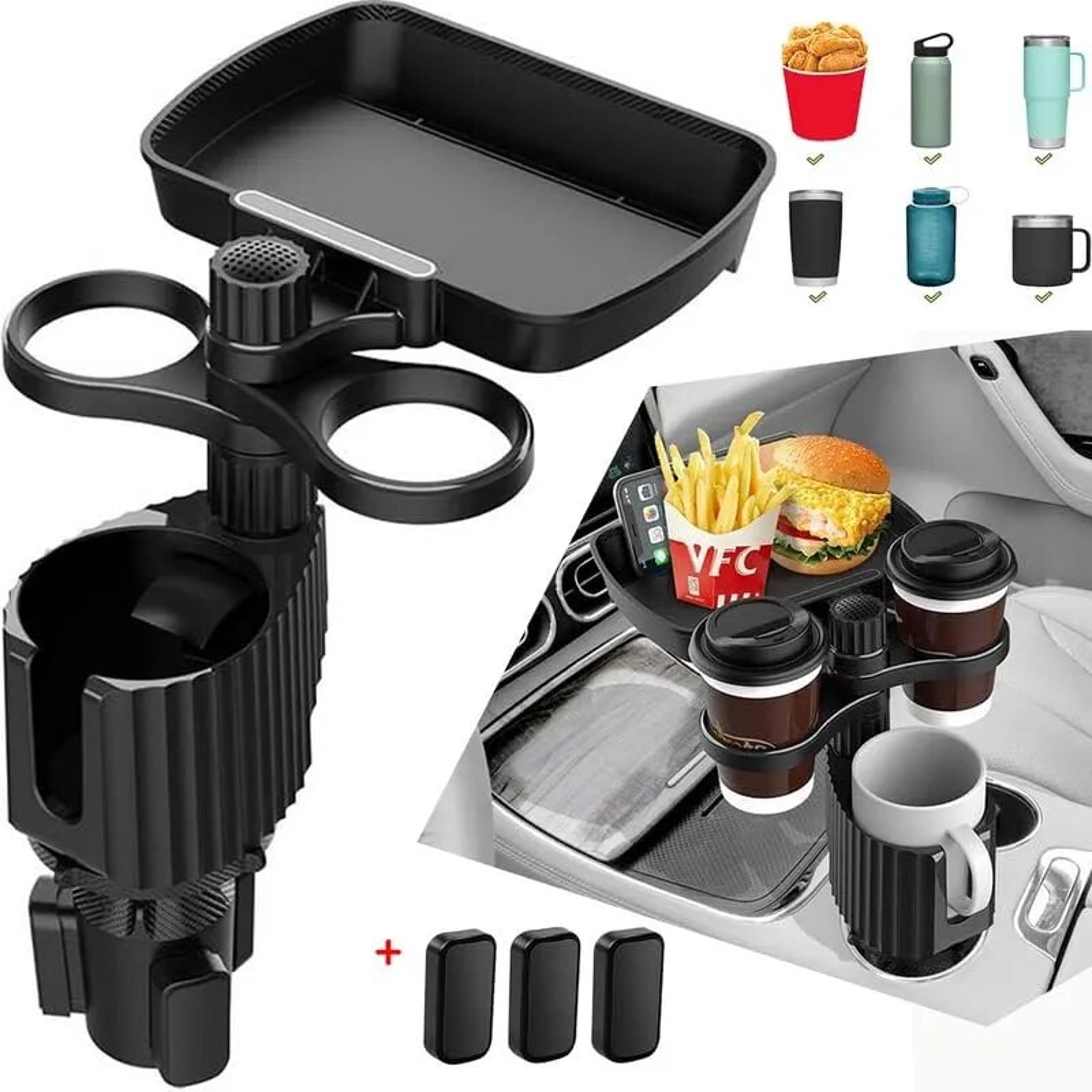 detachable car cup holder tray, car cup holder expander tray, car food tray table