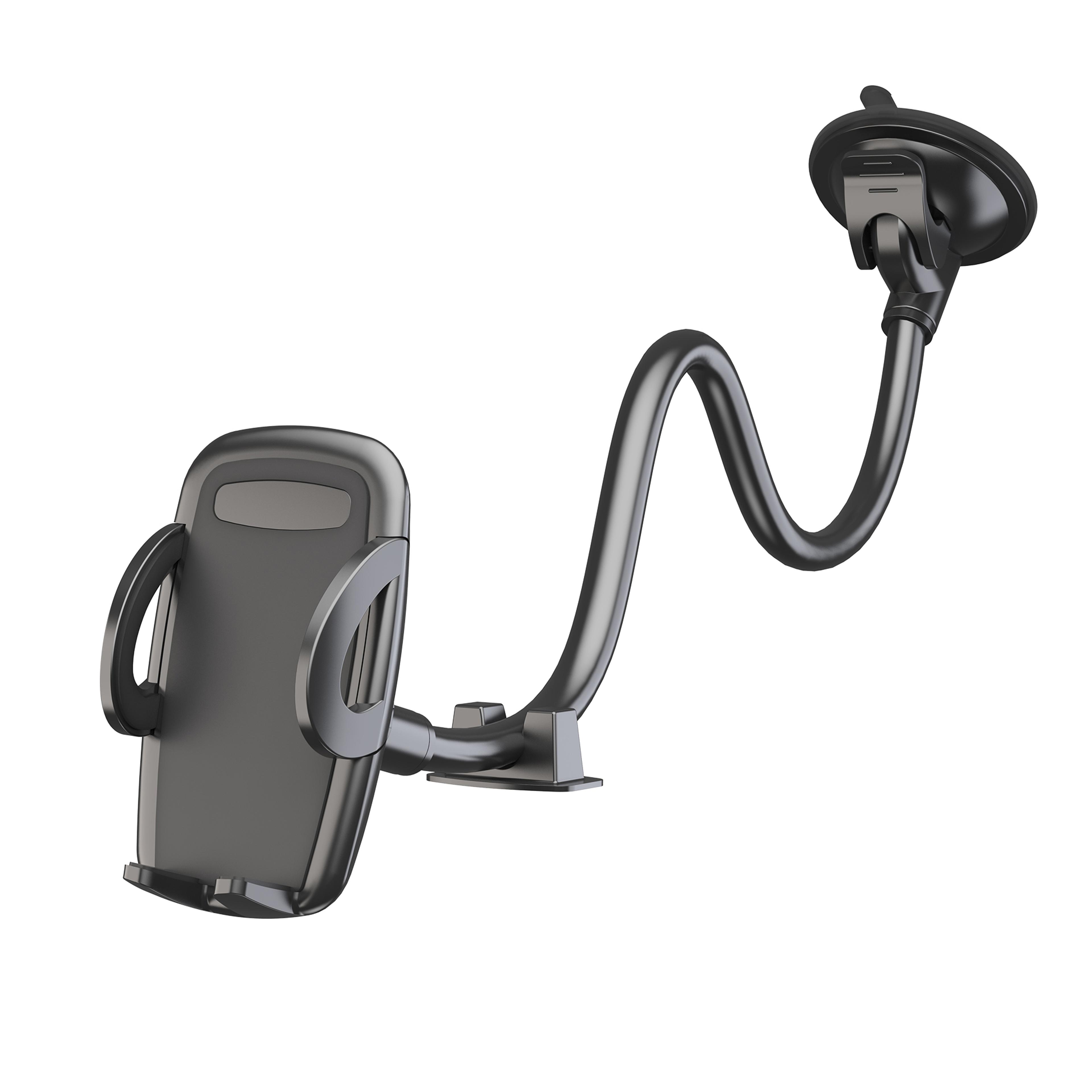 gooseneck long arm phone mount holder, solid car truck, anti shake stabilizer compatible all cell phones