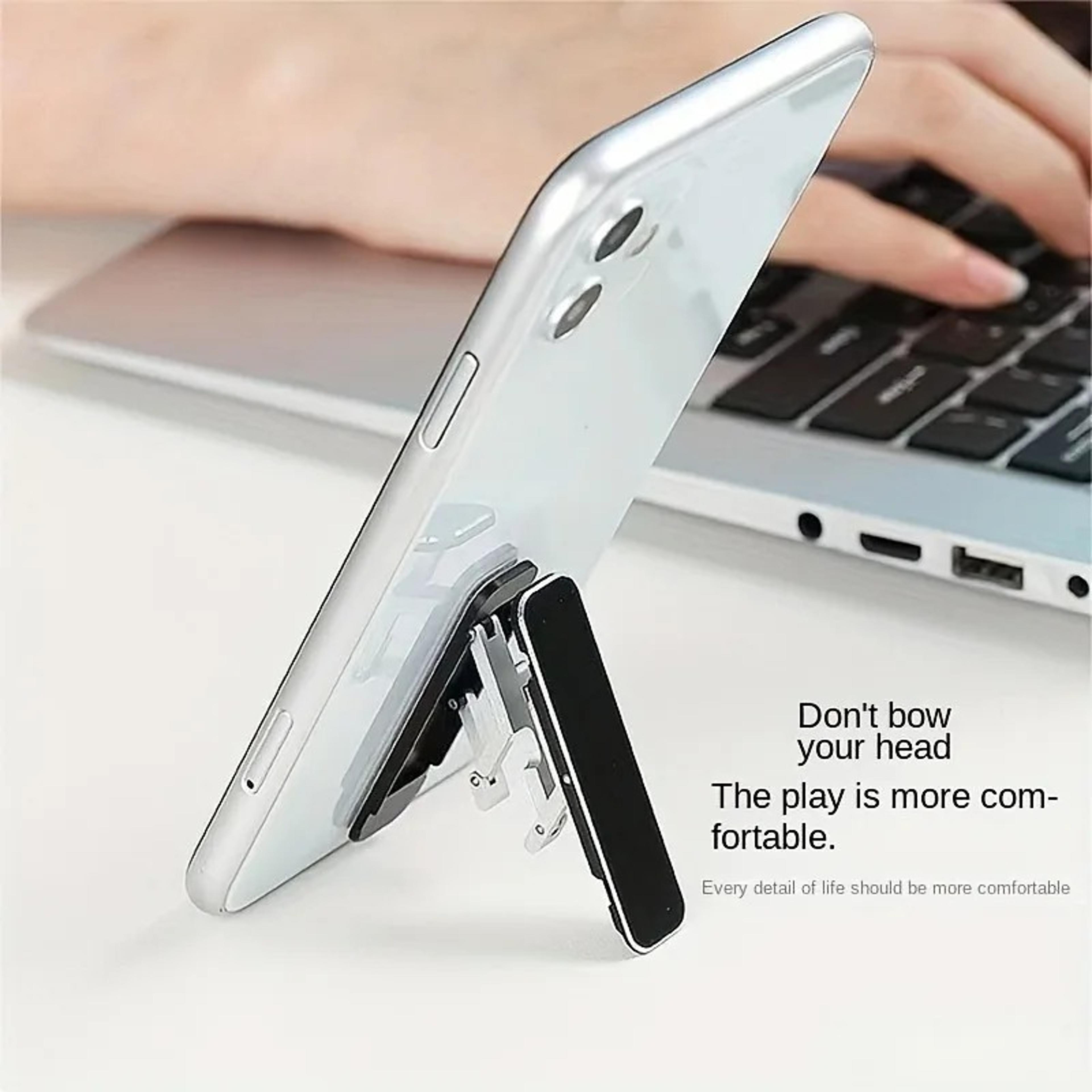 invisible adhesive mini back phone stand, foldable kickstand bracket, lightweight portable support