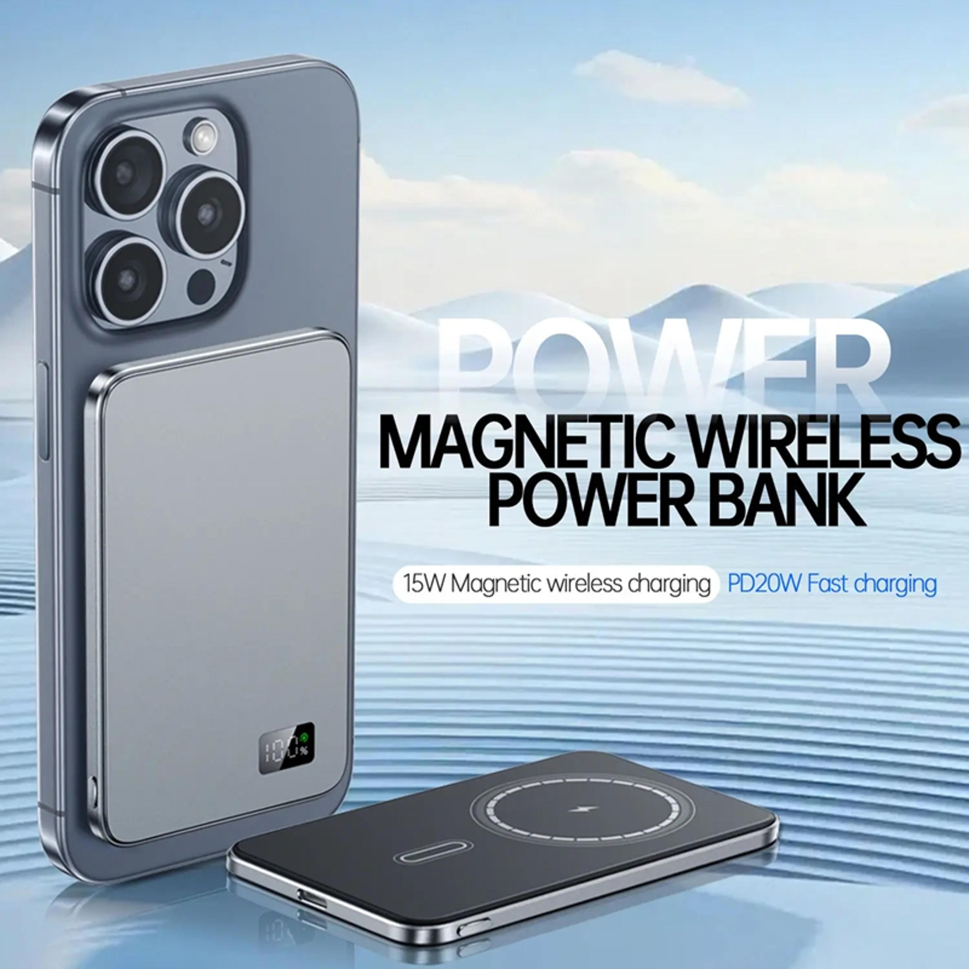 ultra magsafe magnetic wireless, xiaomi certification thin power bank, fast charging portable battery display