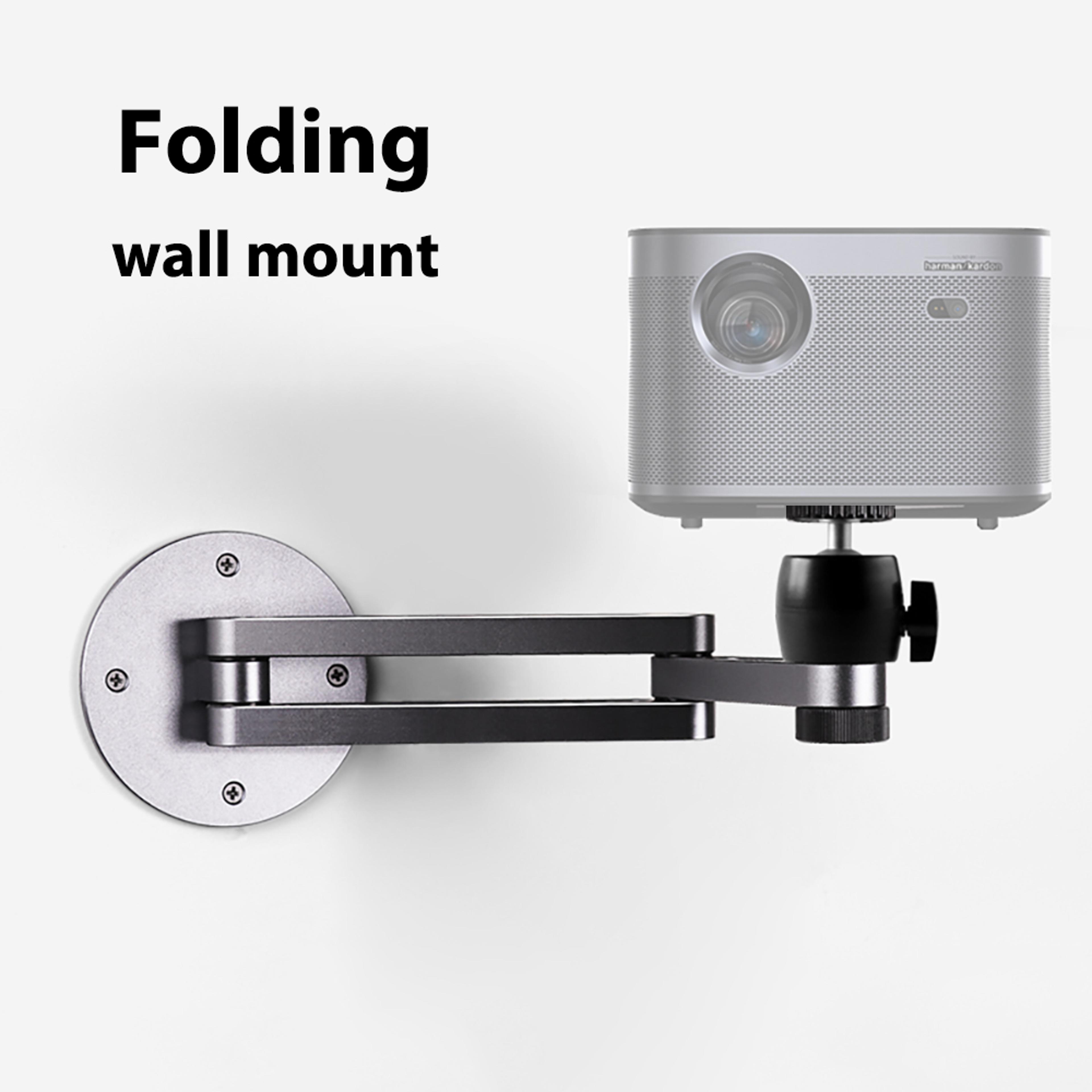 aluminium alloy adjustable folding arm holder, foldable projector wall mount, stand with 1/4 inch thread screw ball head