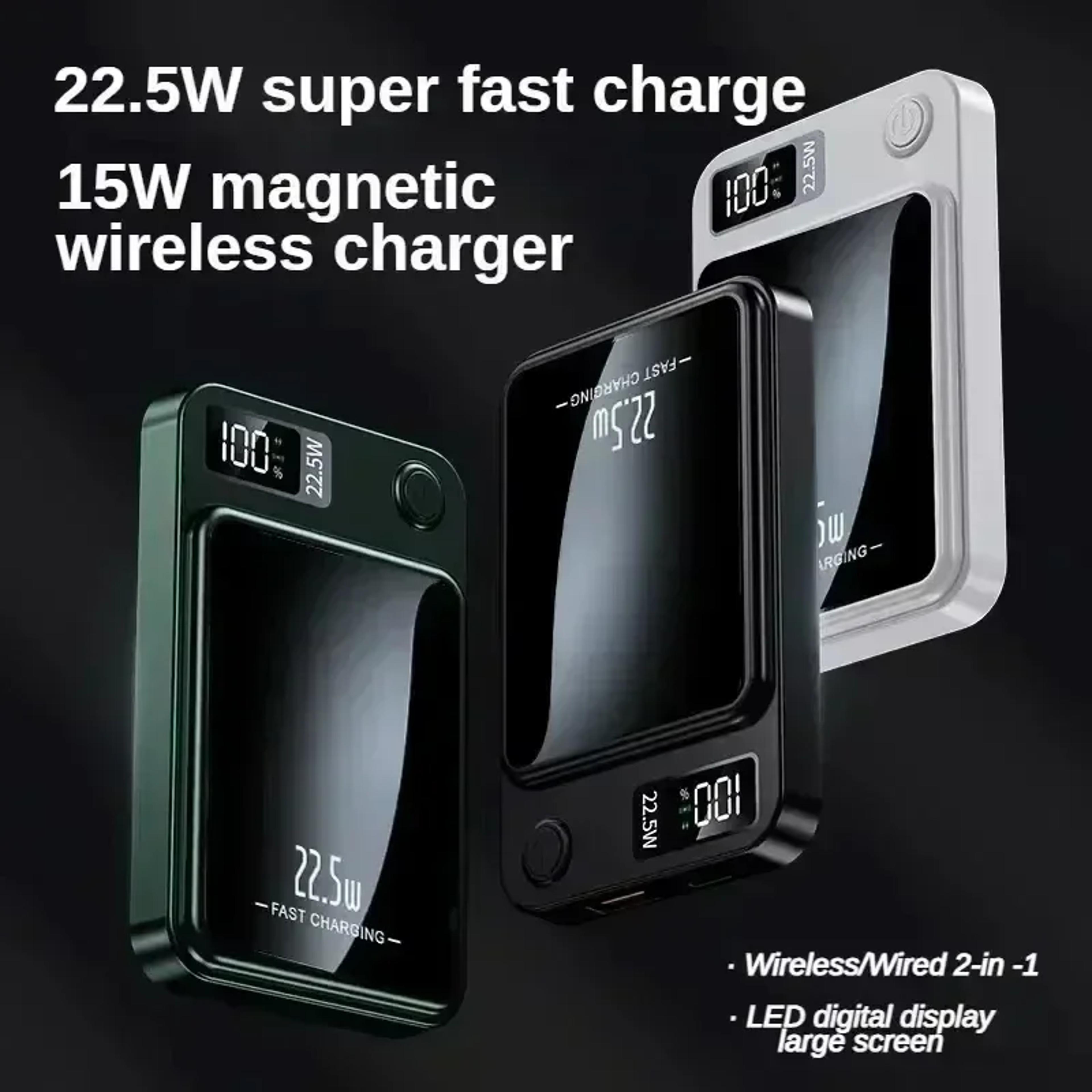 pd 20w magnetic wireless power bank, fast charging external battery charger for samsung huawei iphone