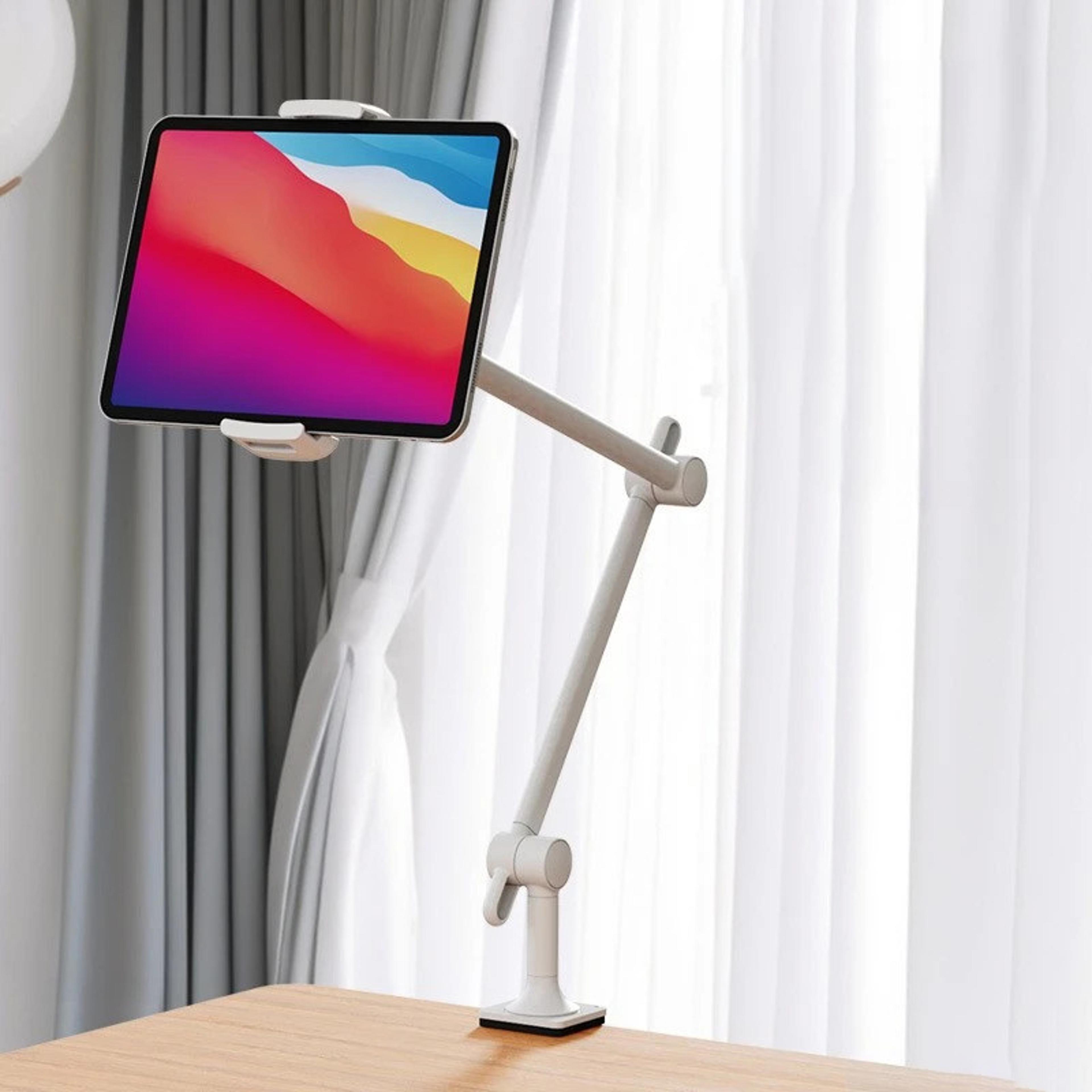 metal tablet holder, adjustable phone stand, desk mount arm, 4.7-12.9 inch ipad xiaomi huawei samsung kindle switch
