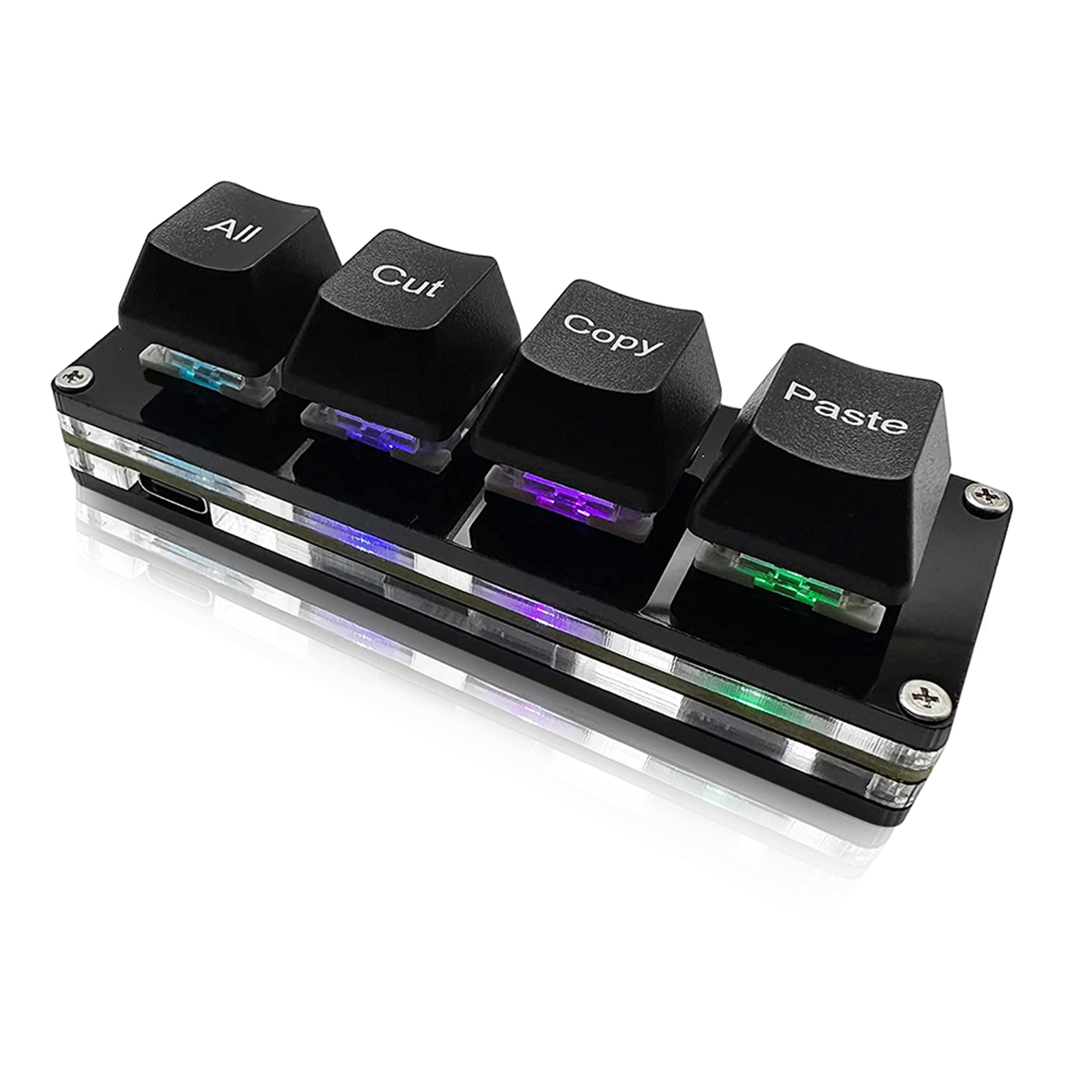 rgb mini macro pad keyboard, one handed mechanical keyboard, select all cut copy paste shortcut, programmable