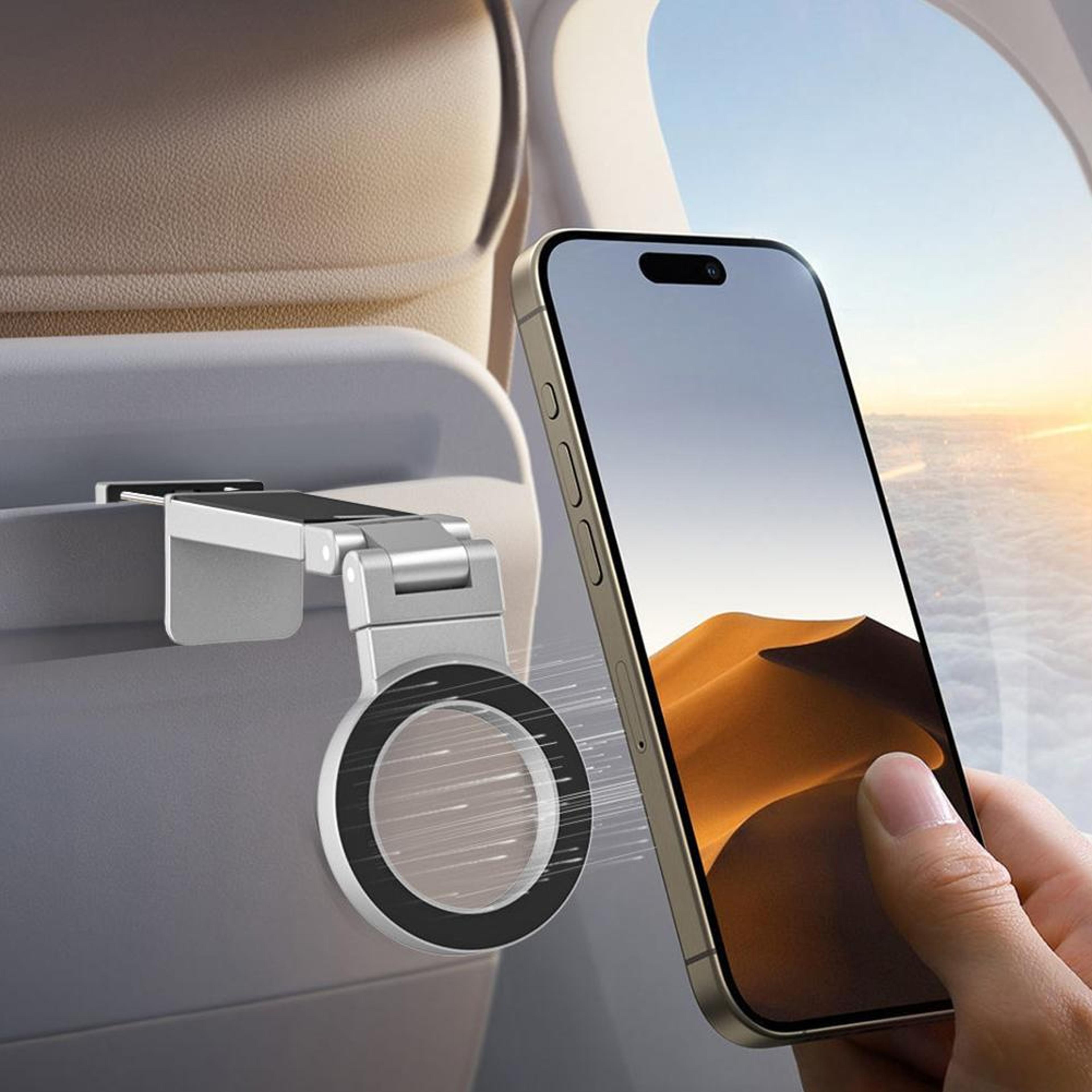 essentials flexible rotation magsafe phone stand, universal foldable magnetic holder, airplane travel mount for iphone