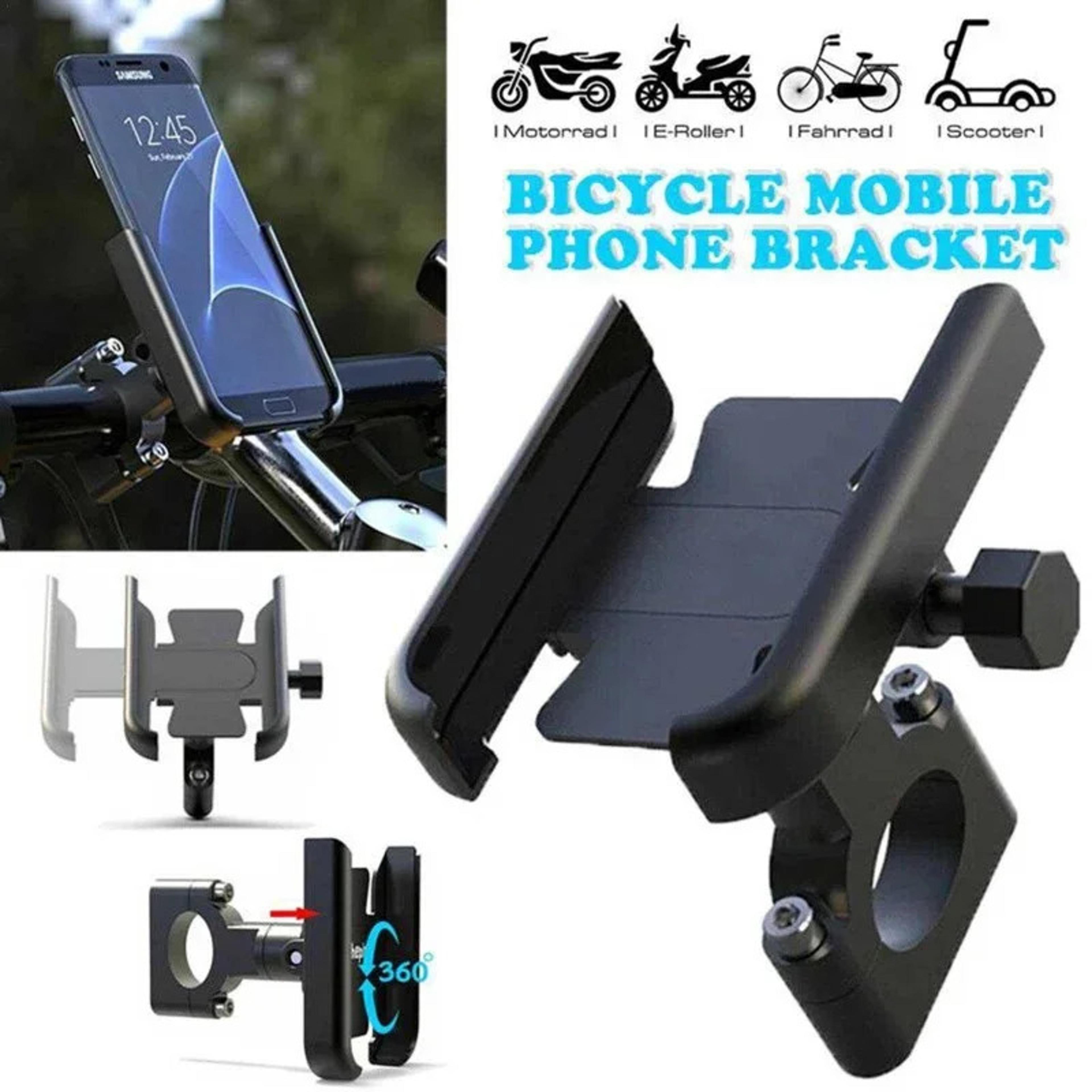 360 rotatable motorcycle phone holder, aluminum alloy rearview mirror mount, secure adjustable bracket for mobile device