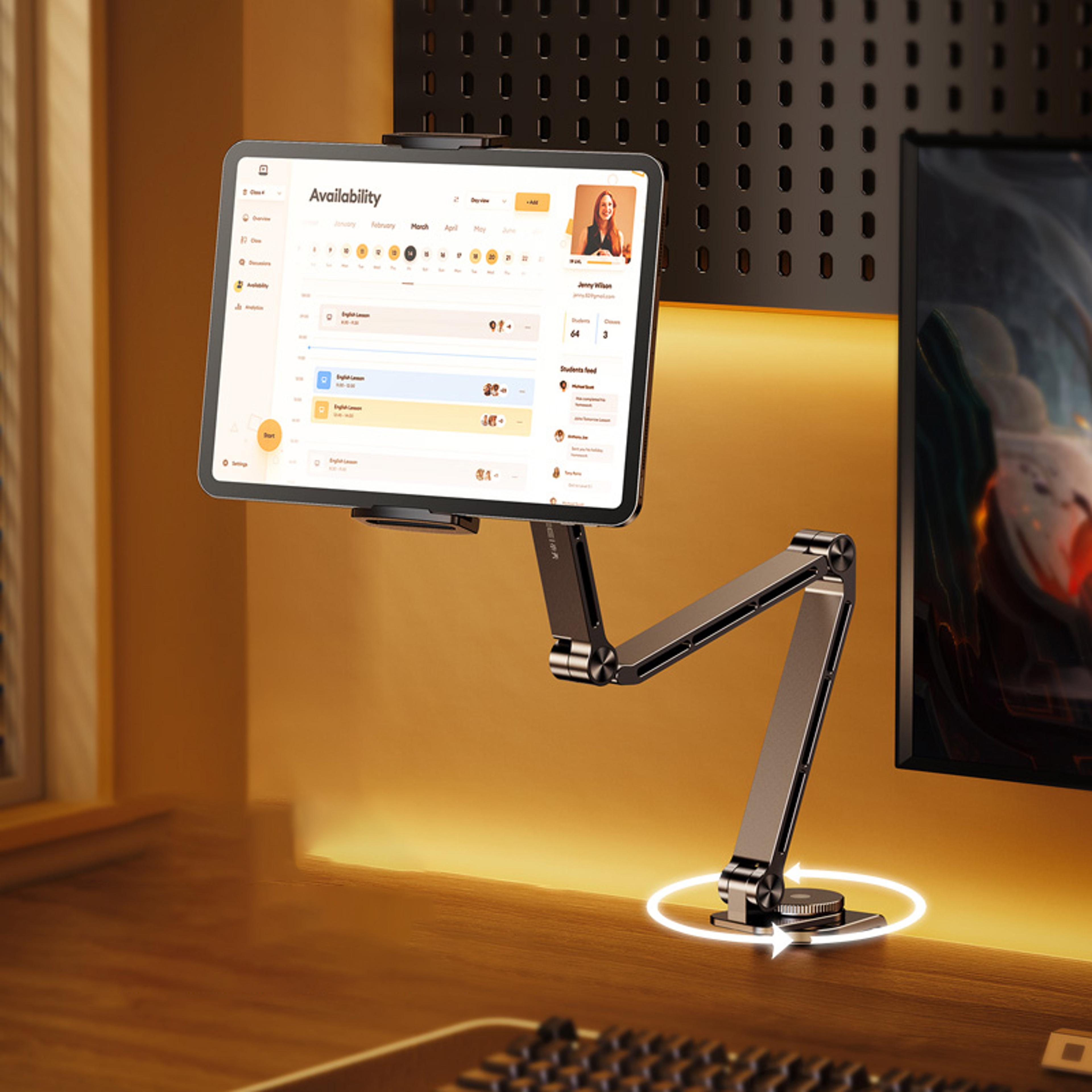 phone holder, aluminum alloy tablet stand, 360 rotating folding desktop support stand, office magnetic bracket