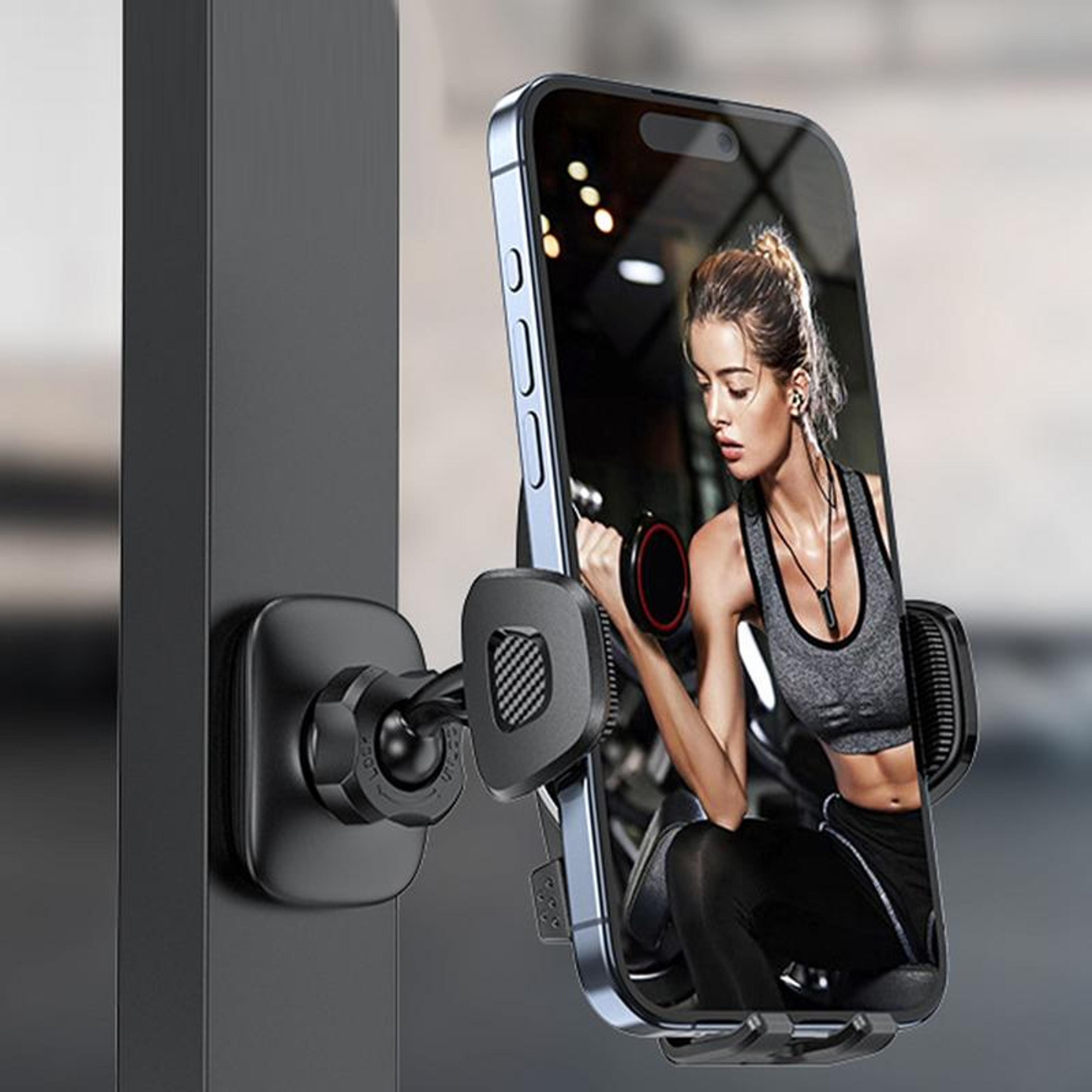 adjustable, gym magnetic phone holder, alloy base, smartphone stand with strong magnetic grip