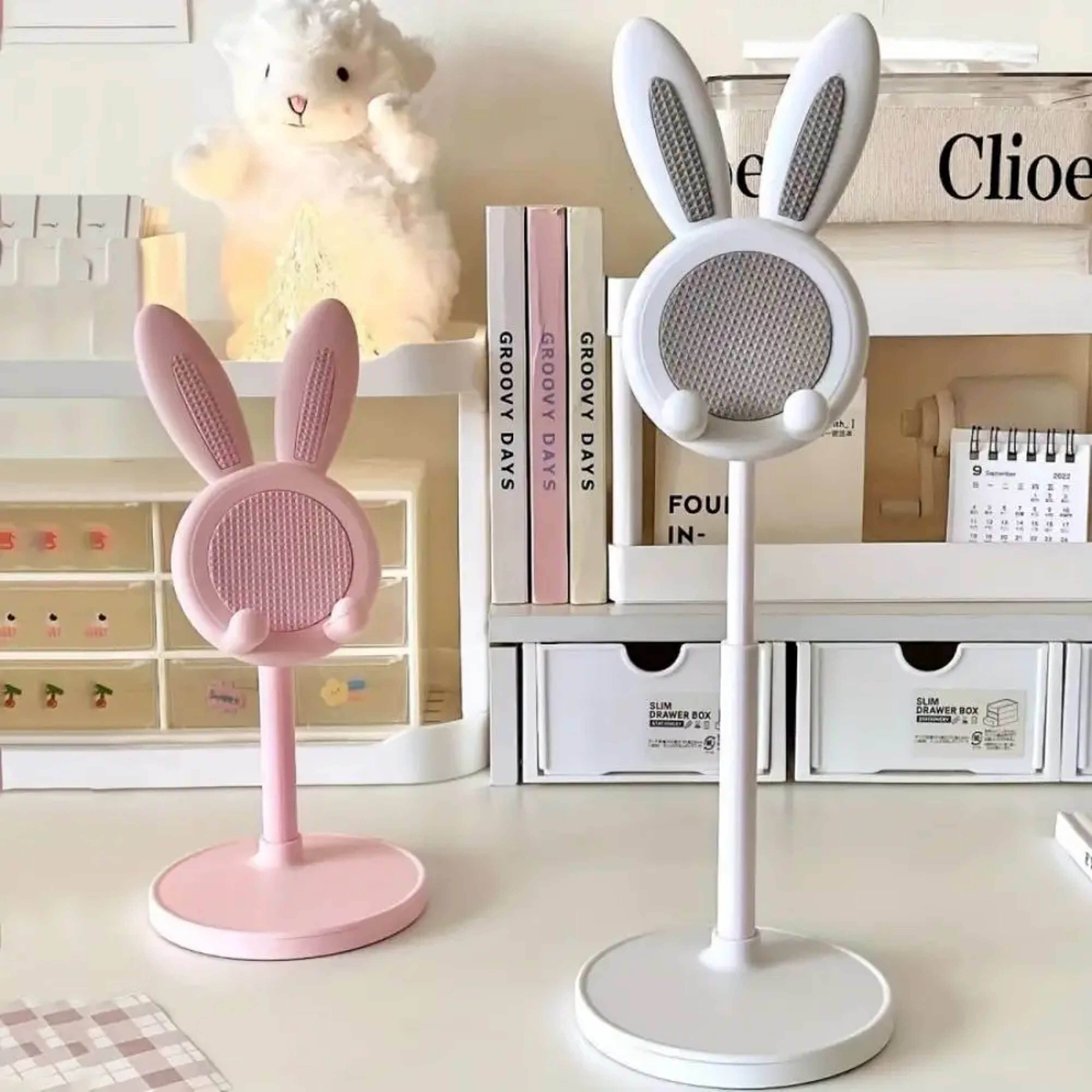adjustable, cute, bunny, cartoon, phone, stand, compatible, ipad, iphone, kindle, switch, tablet