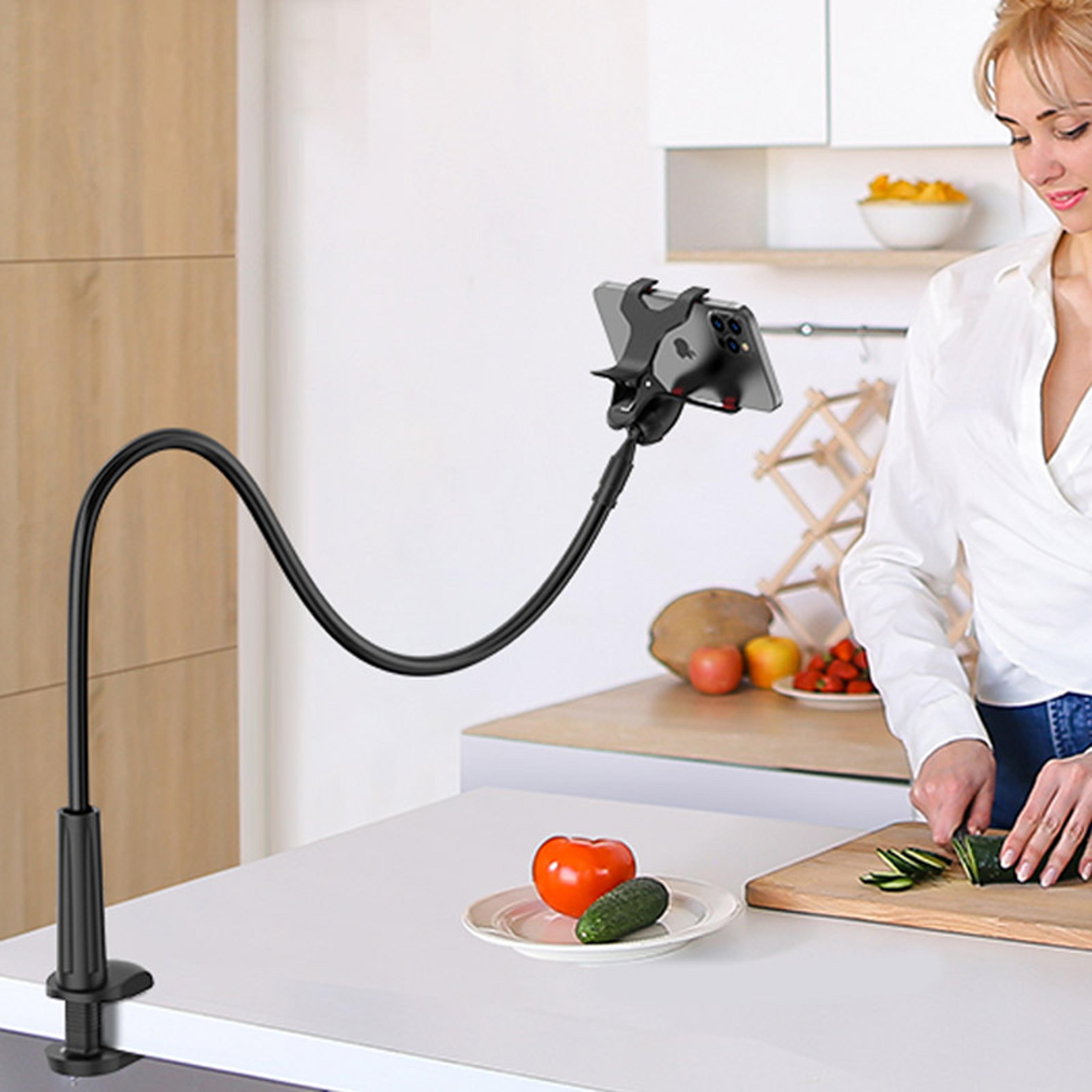 flexible long arms phone holder stand lazy, bed and headrest clamp mount, adjustable 360 bracket for hands-free viewing