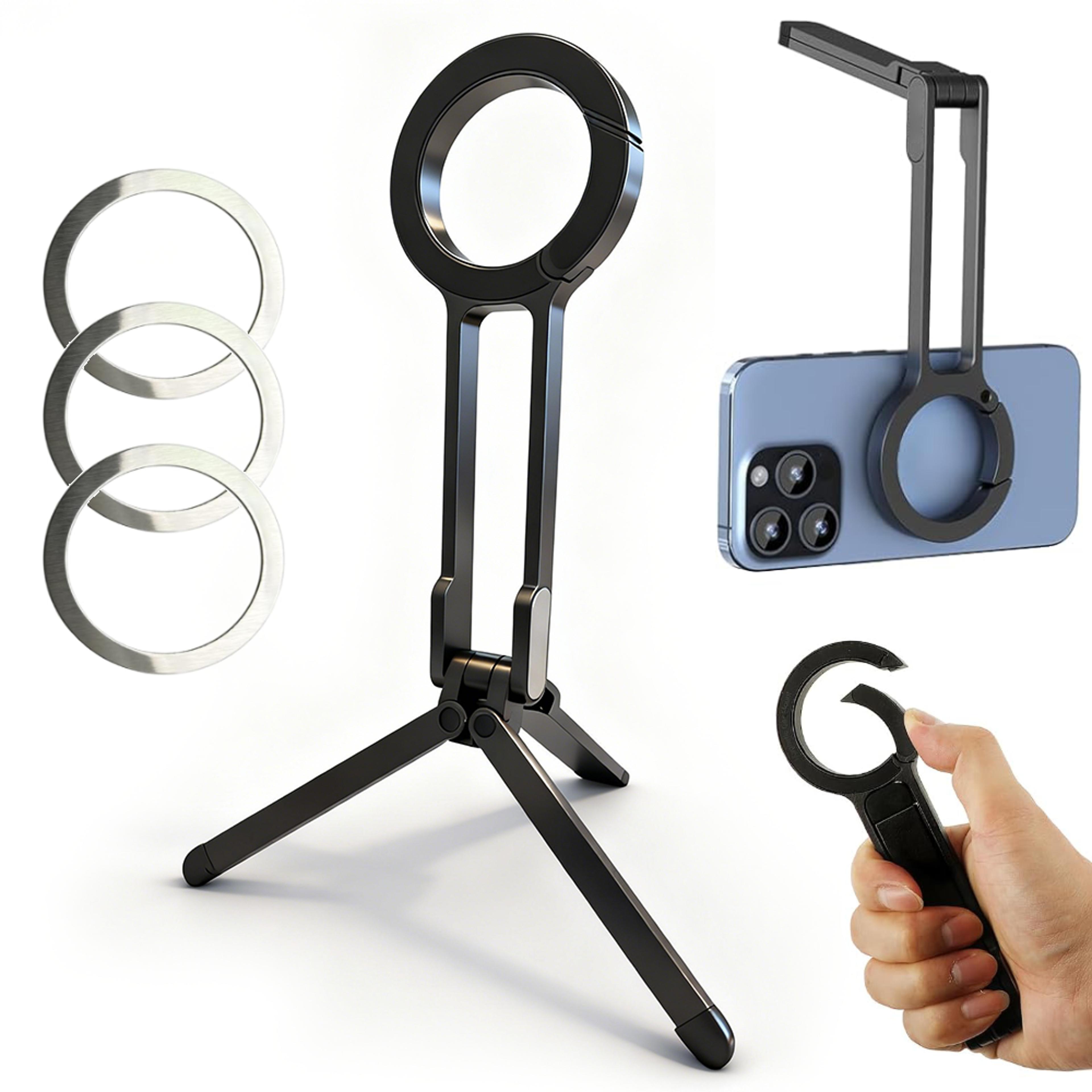 pro magnetic phone tripod stand with carabiner clip
