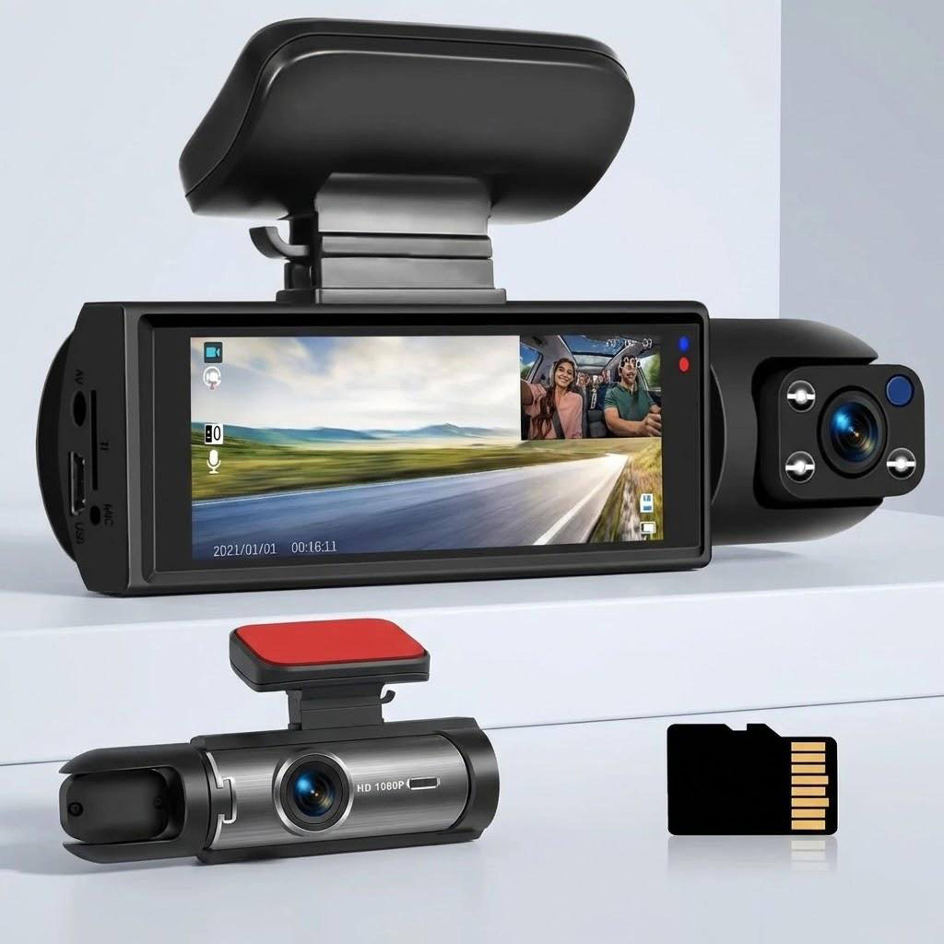 secureview dual lens dash cam with night vision & front rear recording