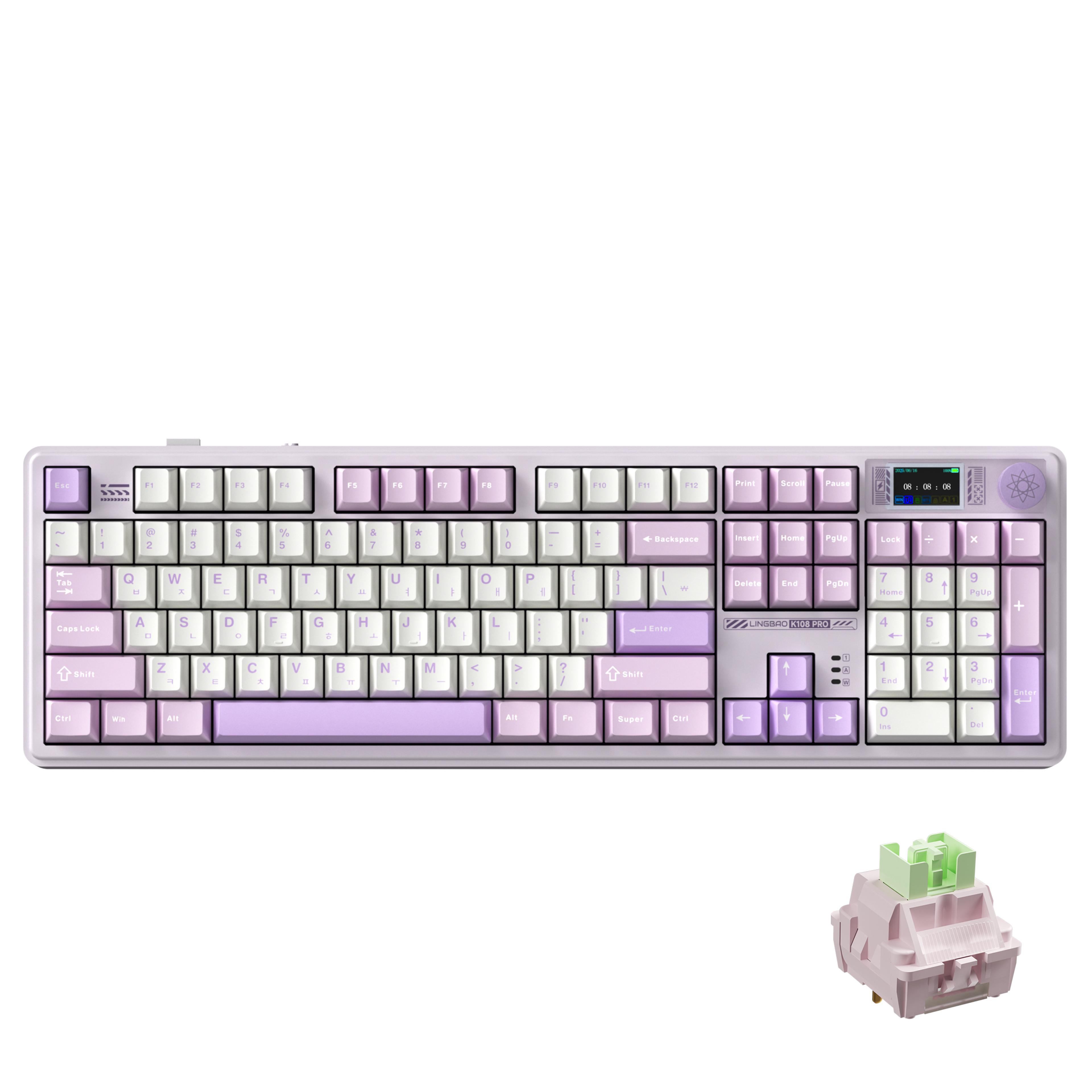 tri mode wireless mechanical keyboard korean layout pbt macaron battery