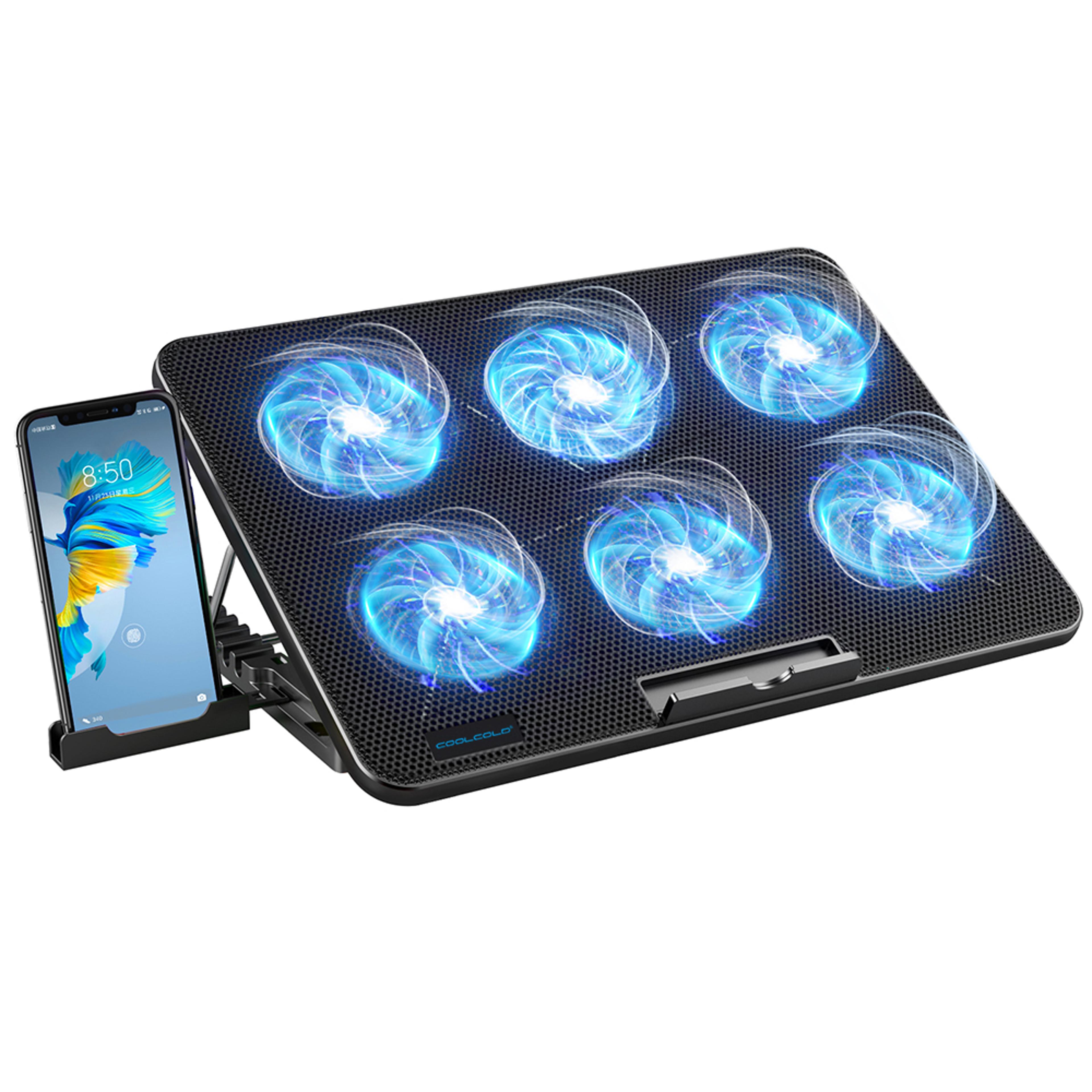 coolcold fan laptop cooling pad adjustable stand with phone holder gaming laptop cooler