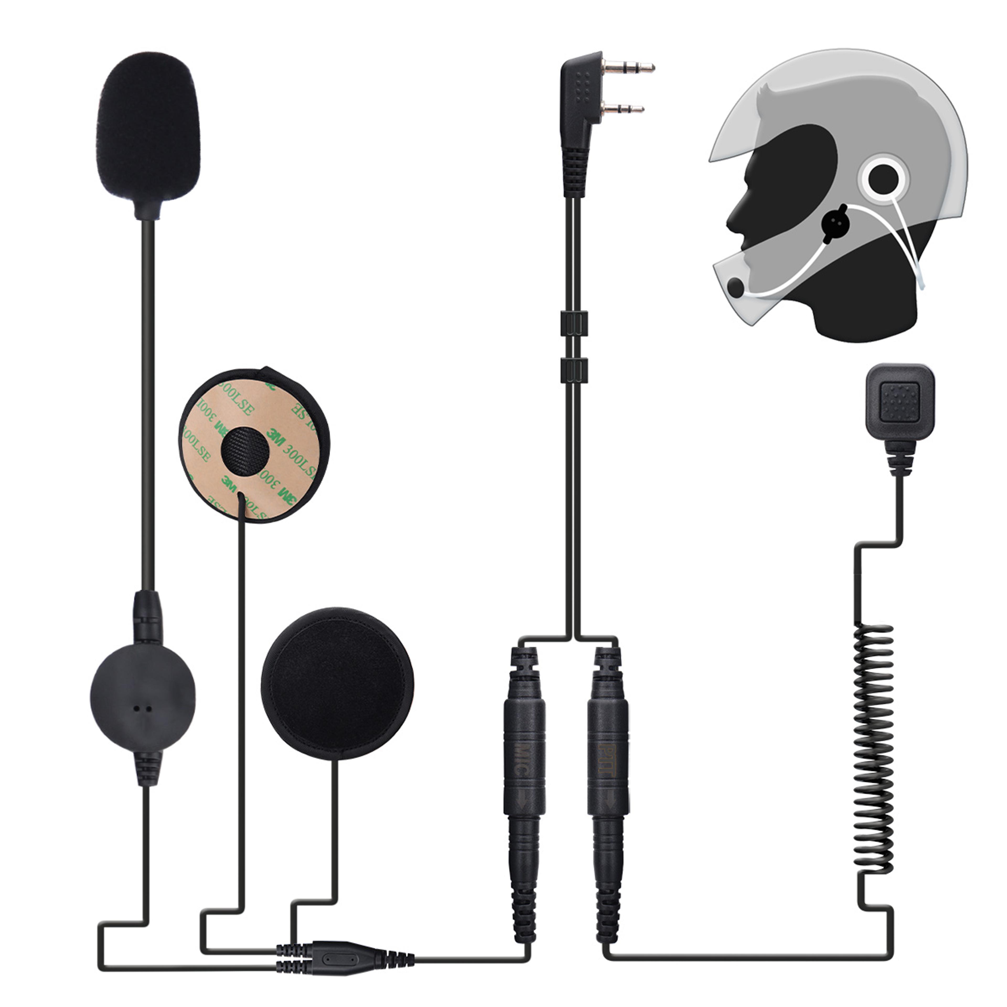 motorcycle helmet headset two way radio earpiece with finger ptt mic for baofeng radios