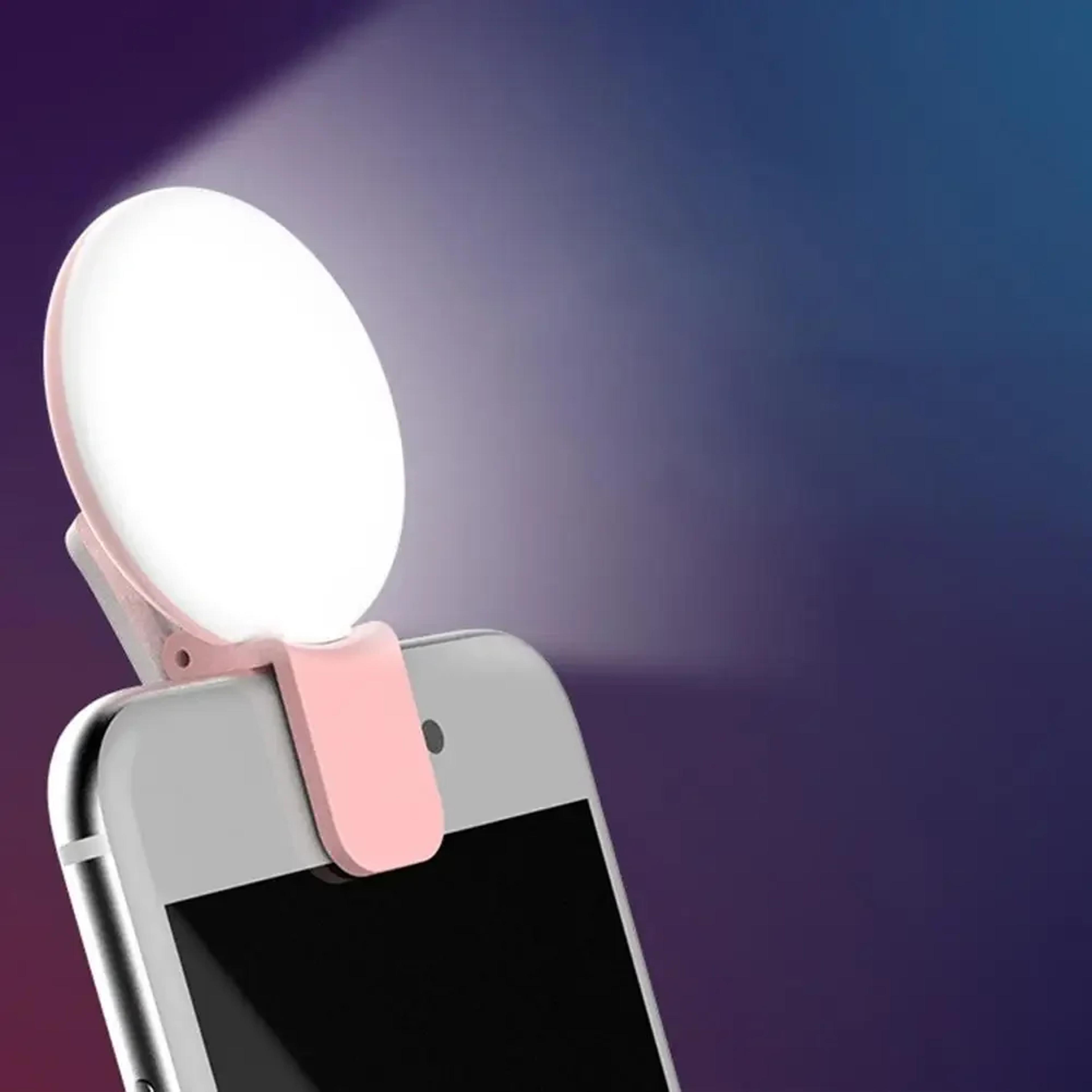 mini clip on selfie ring light portable led phone fill light level dimming