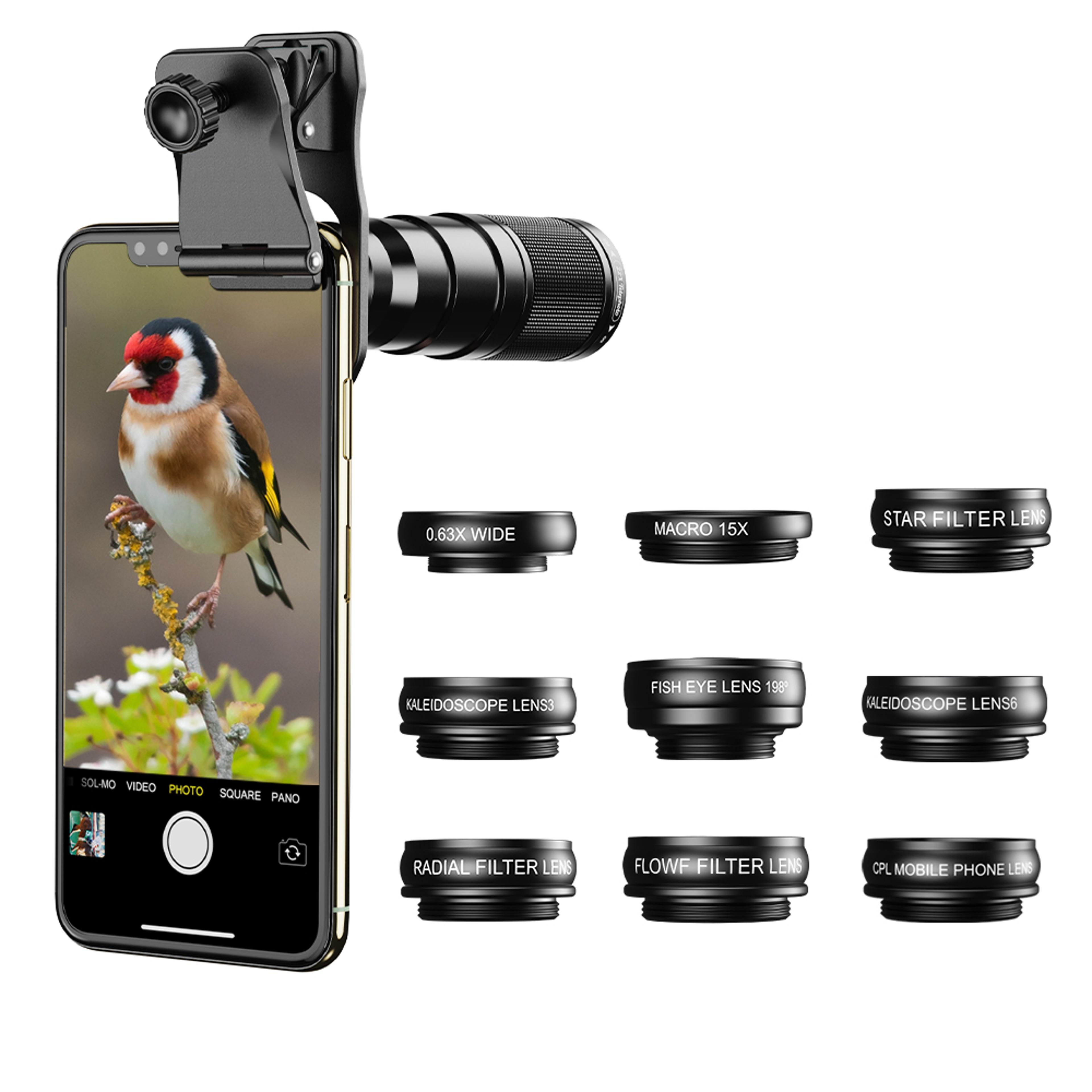 pro smart phone camera lens kit with telephoto zoom macro wide angle & fisheye lenses