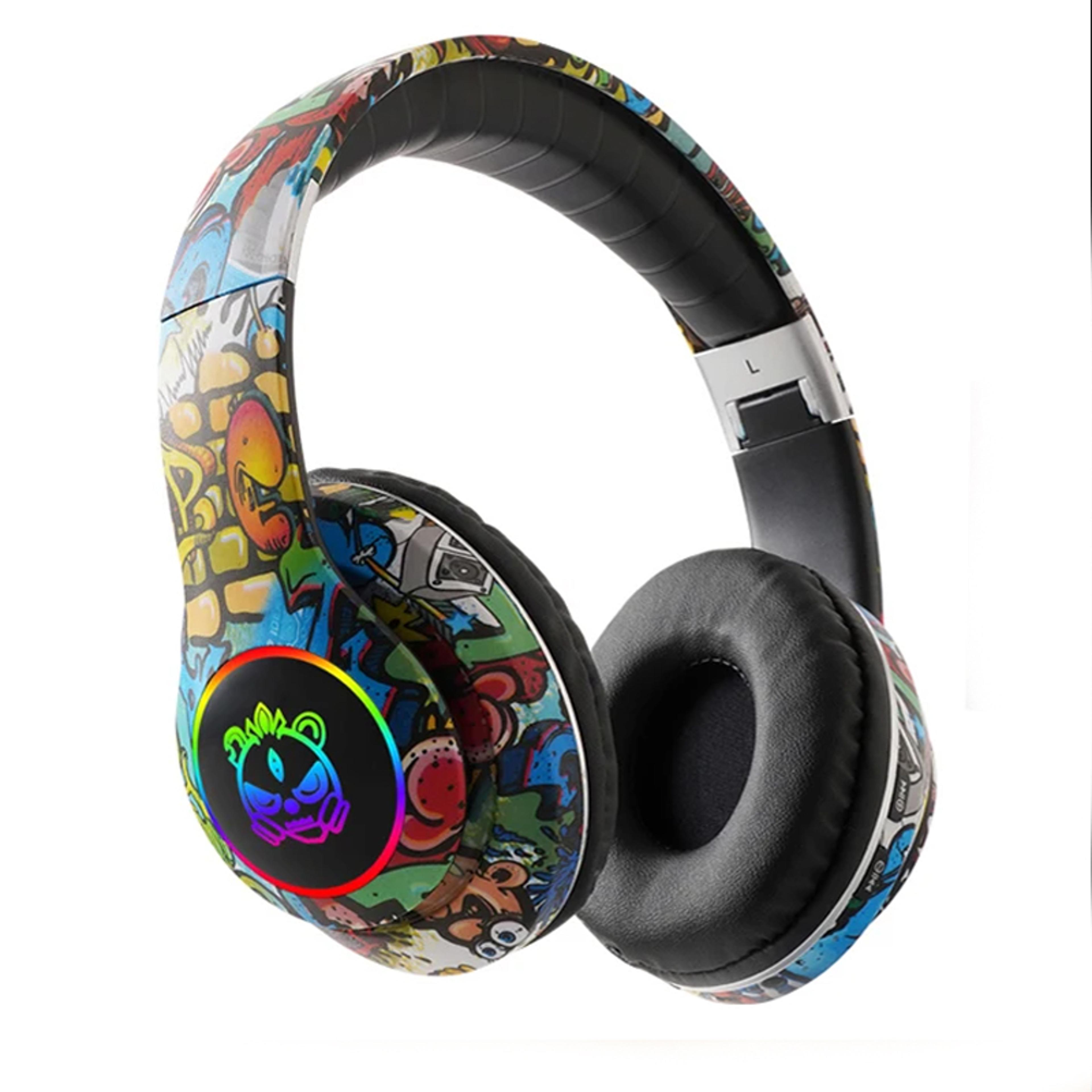 kids wireless led bluetooth headphones with mic & tf card