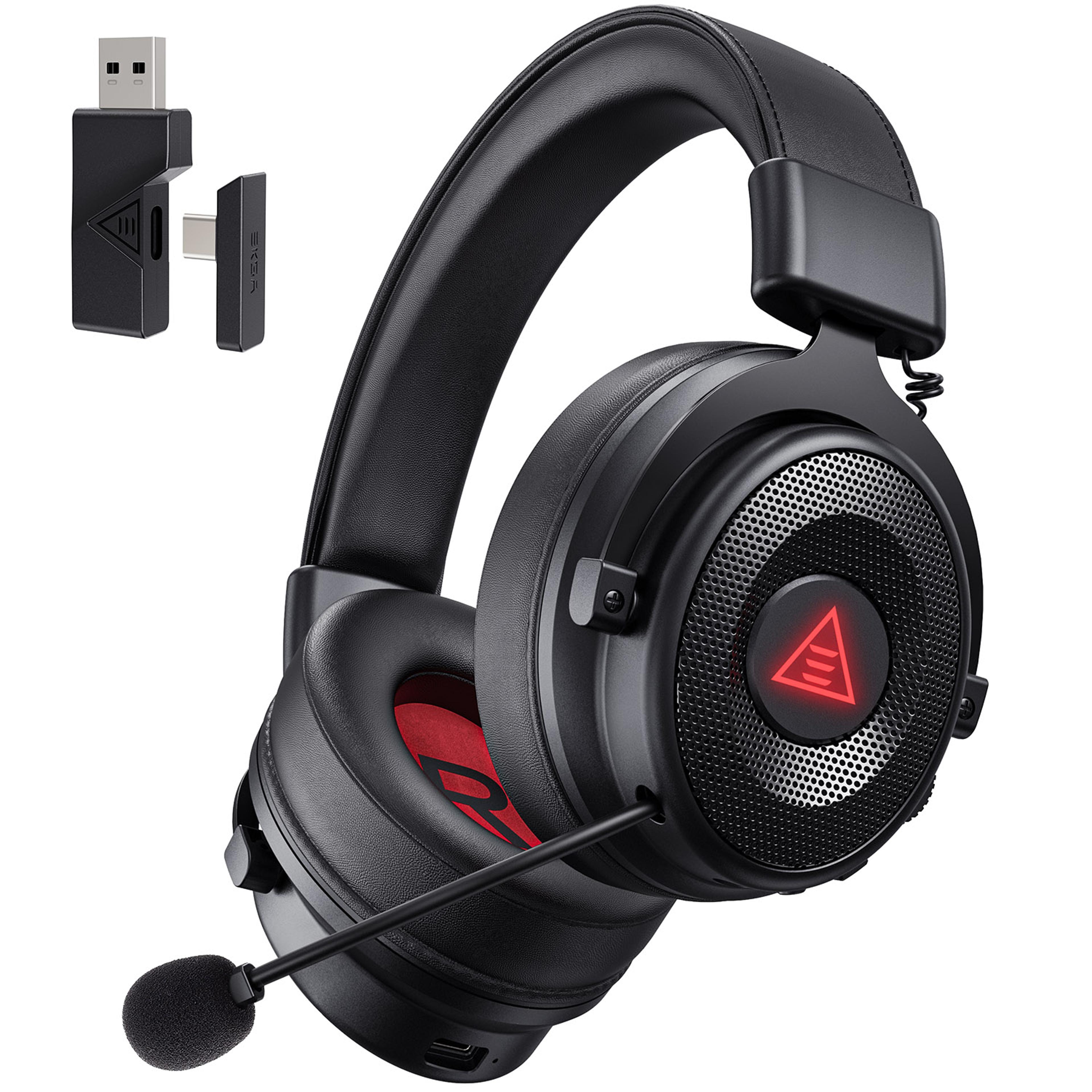 pro wireless gaming headset with enc mic and battery for pc xbox