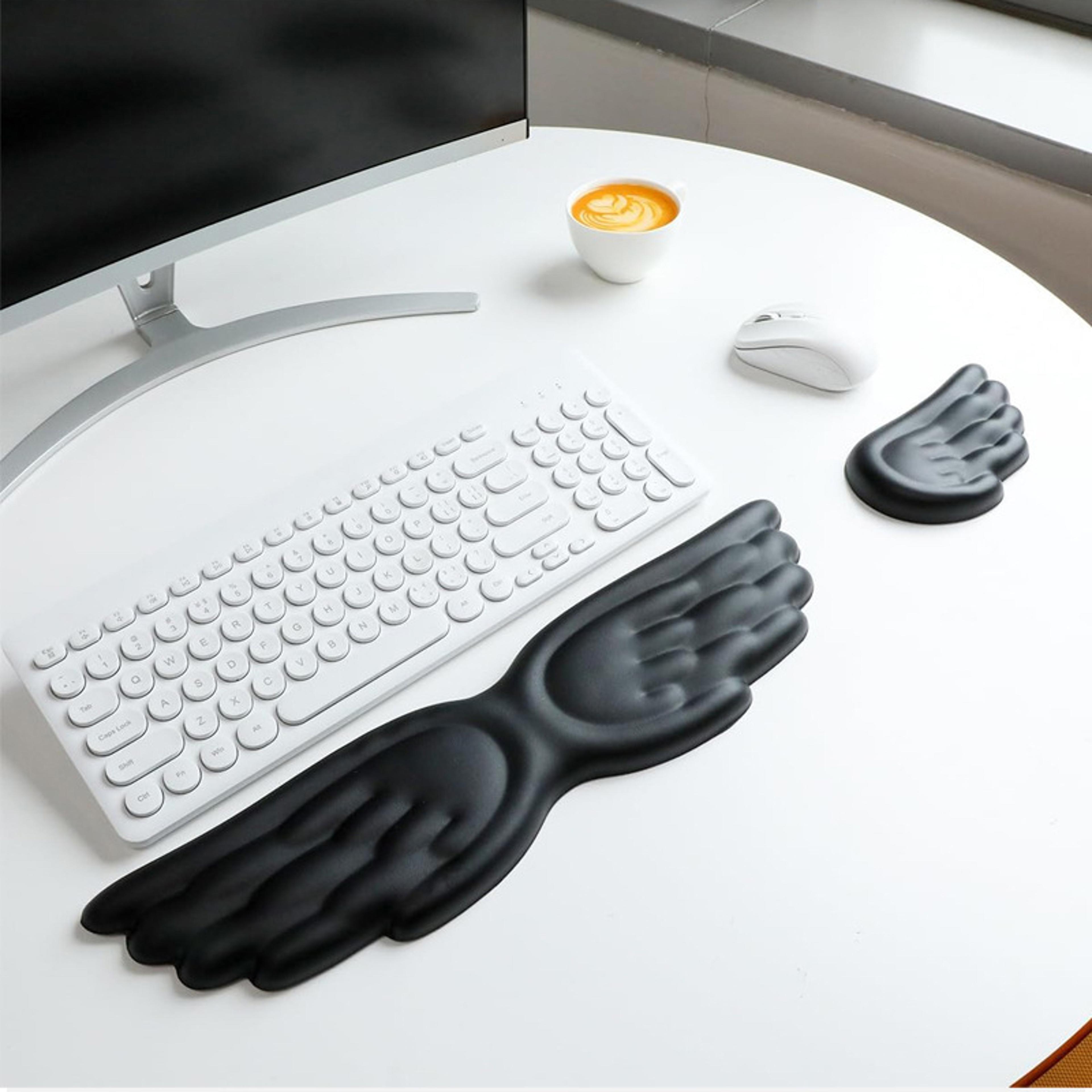 angel wing ergonomic memory foam wrist rest set for keyboard & mouse support