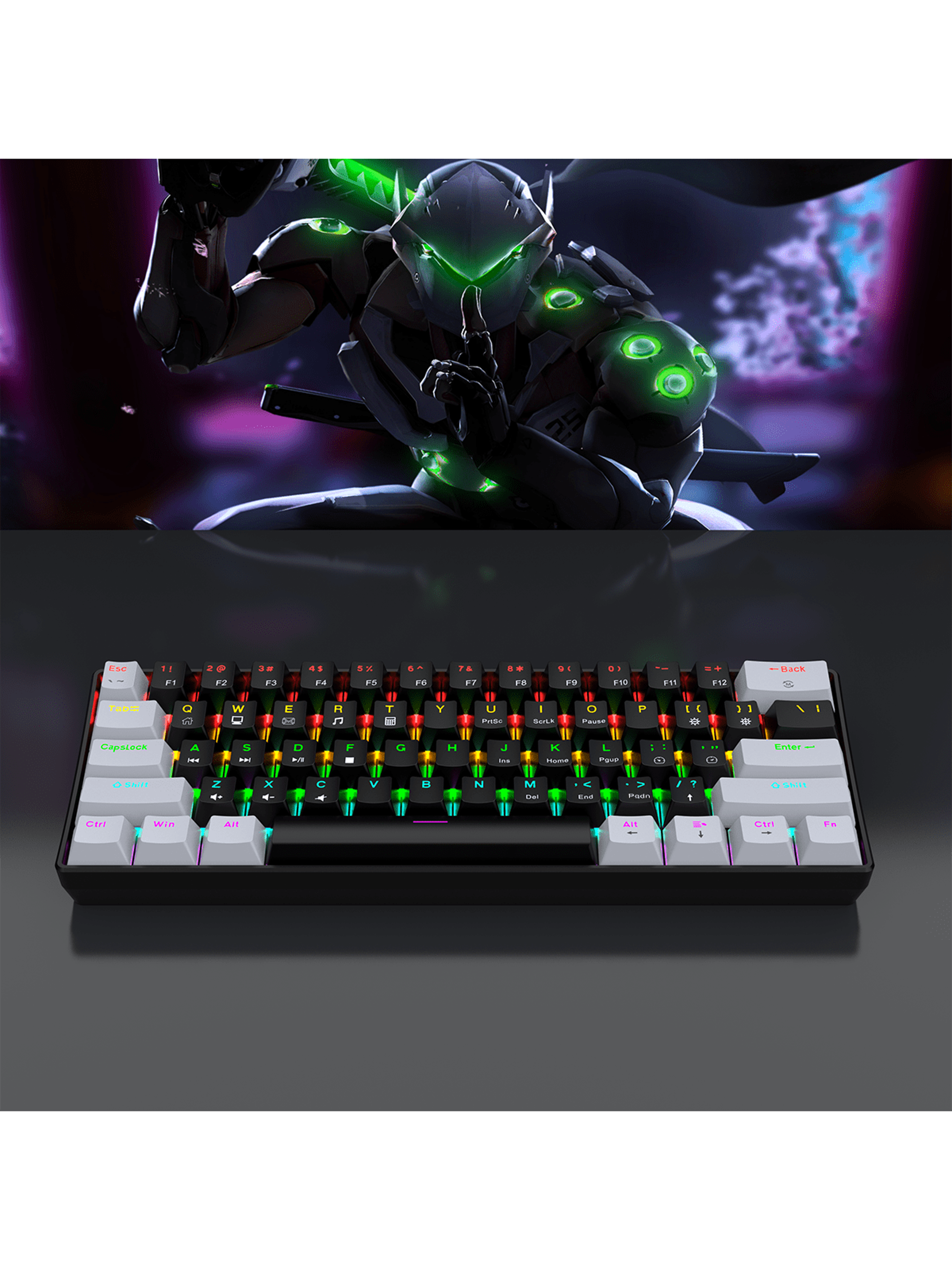 mini mechanical gaming keyboard for pc & mac compact travel keyboard with backlit key