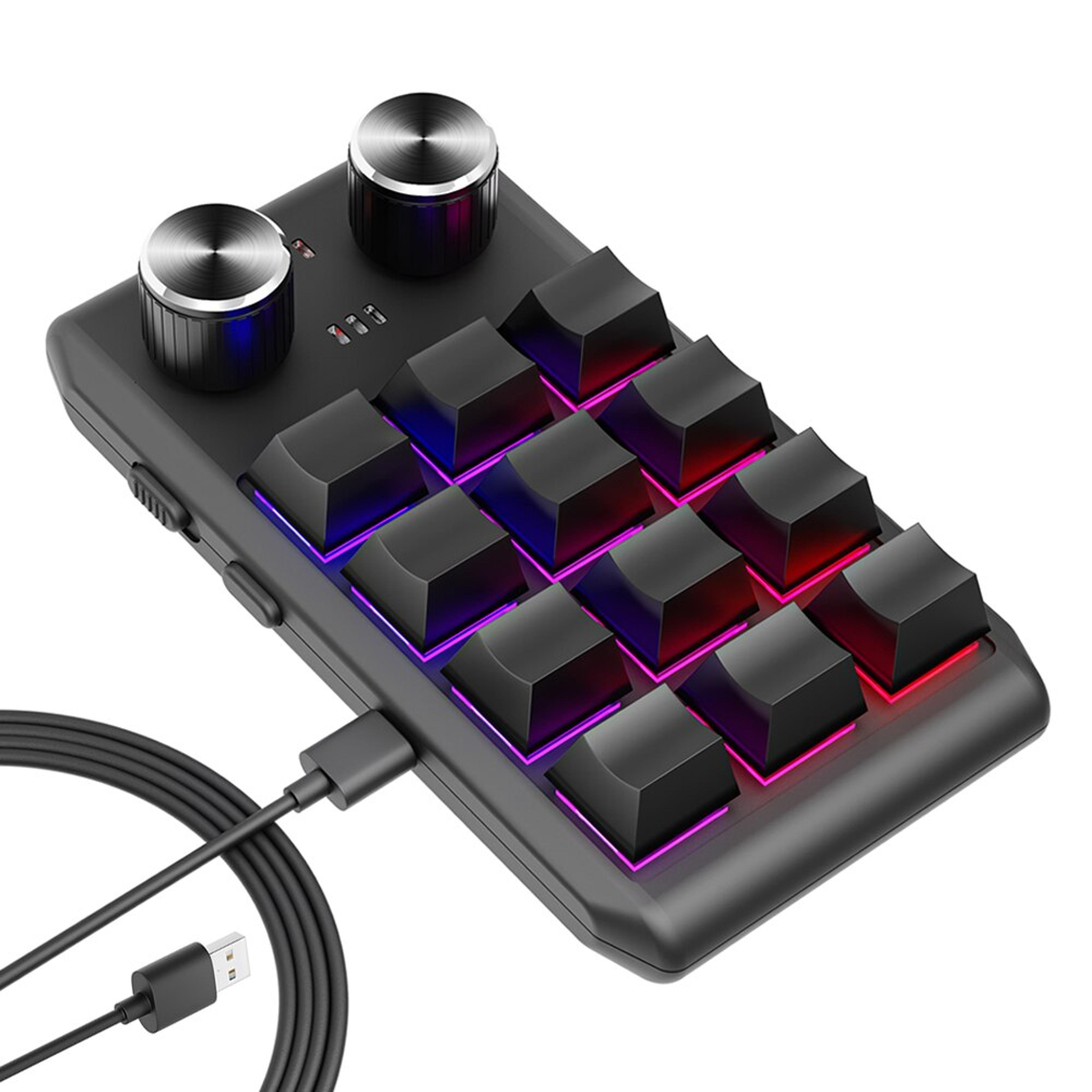 bluetooth macro pad with dual knobs rgb programmable keypad
