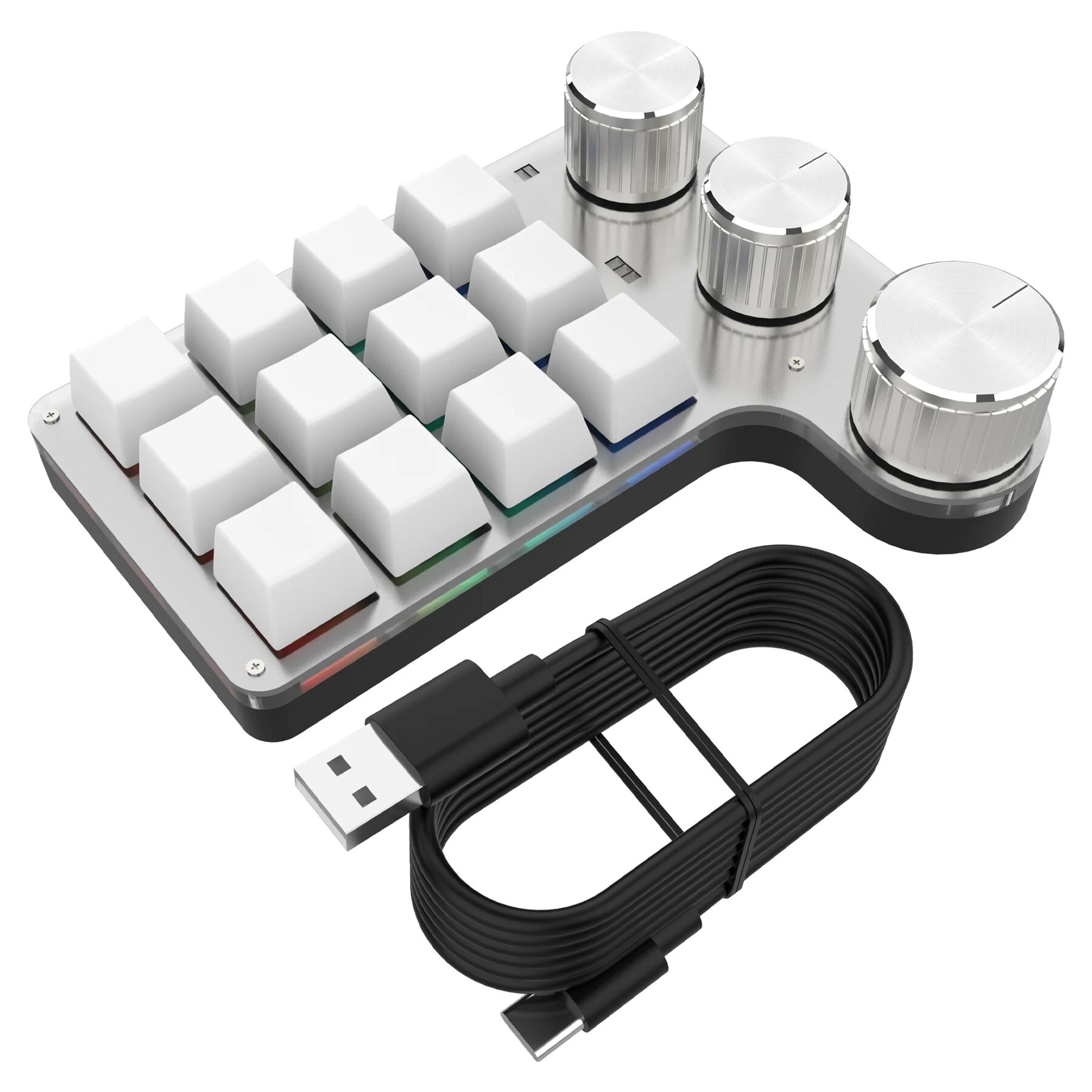 wireless rgb macro pad pro programmable bluetooth keypad with 3 control knobs