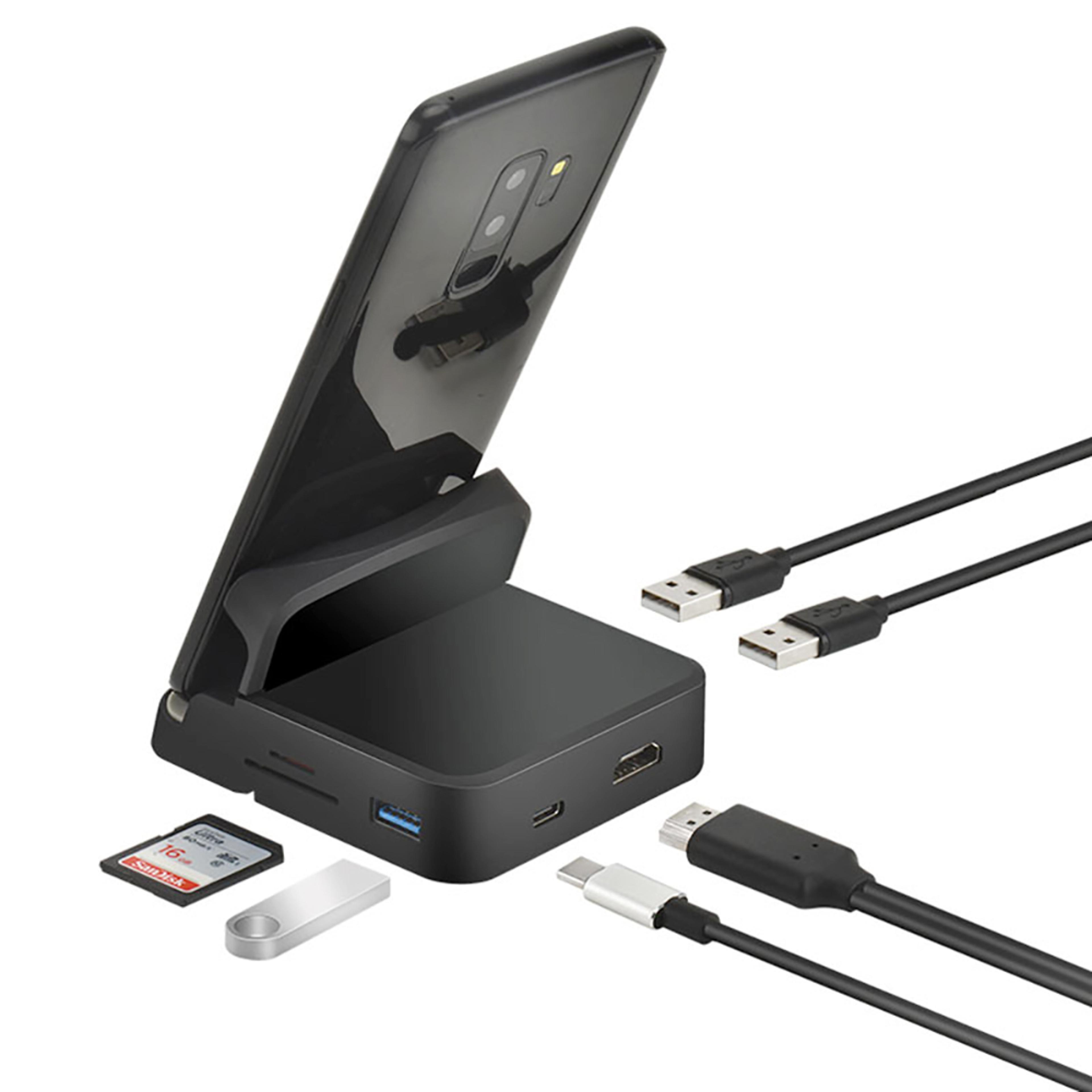 flex view usb c docking station with phone stand hdmi output & fast charging hub