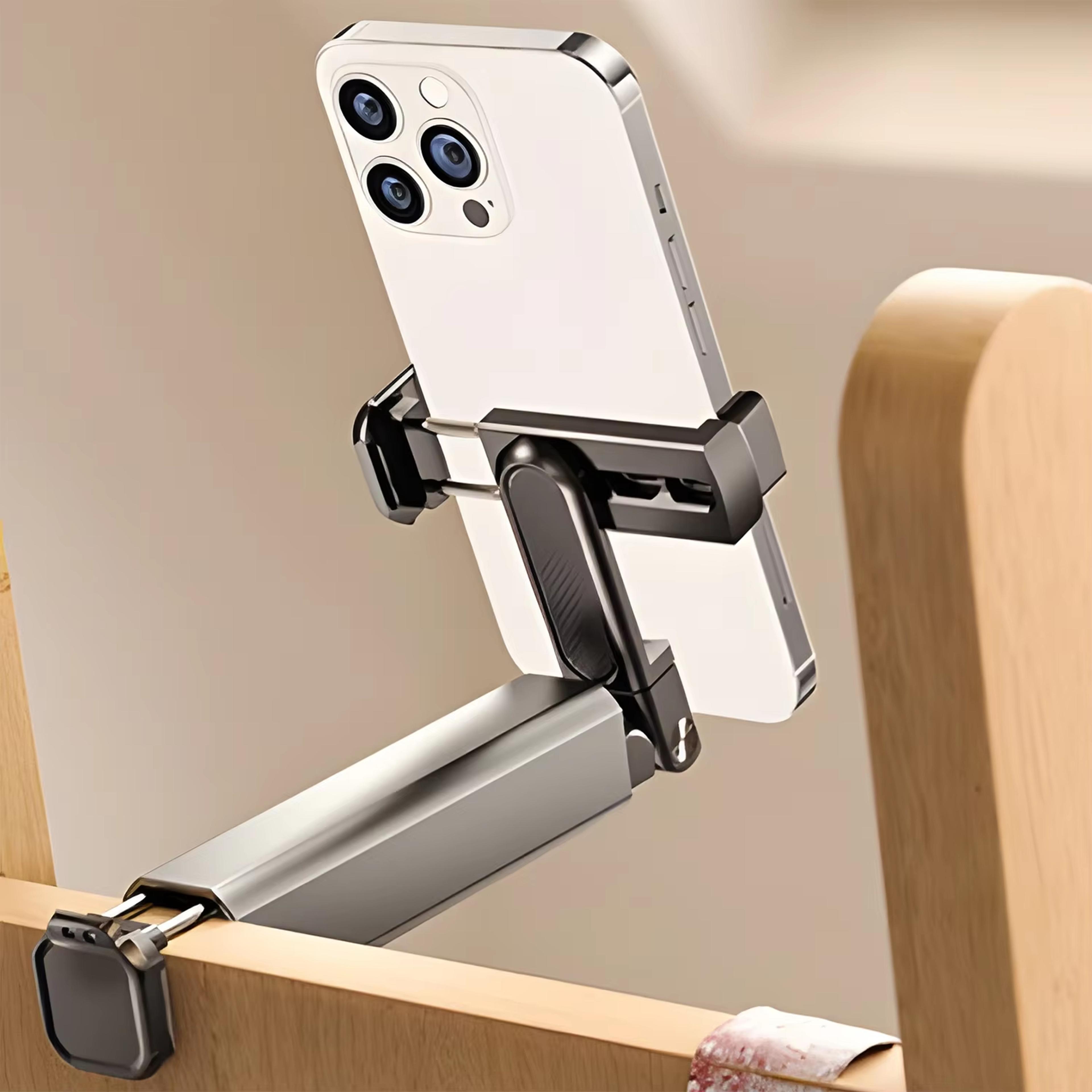 flexview travel phone holder clip stand for airplane, train & desk use