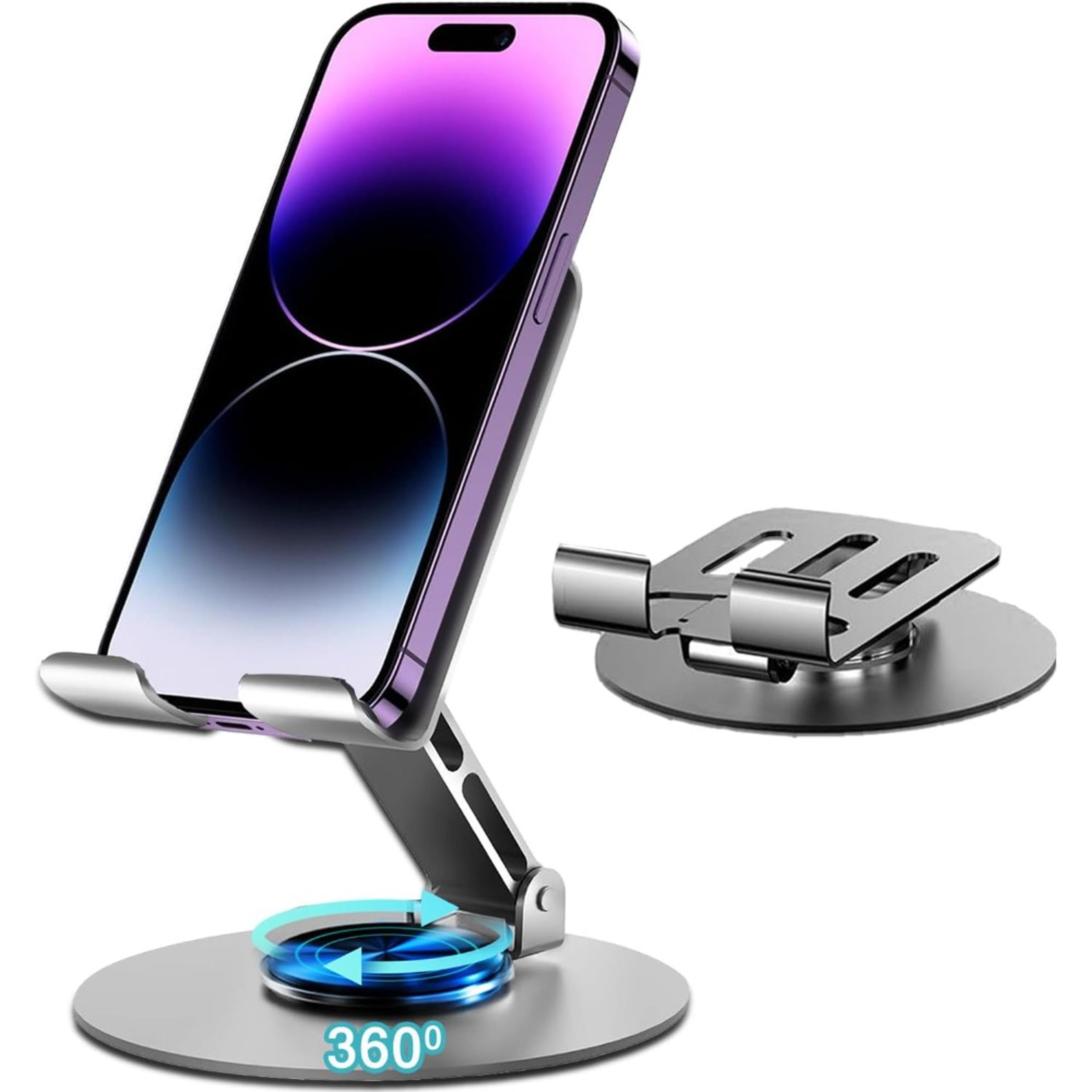 rotating metal phone stand adjustable desk holder for phones tablets & switch