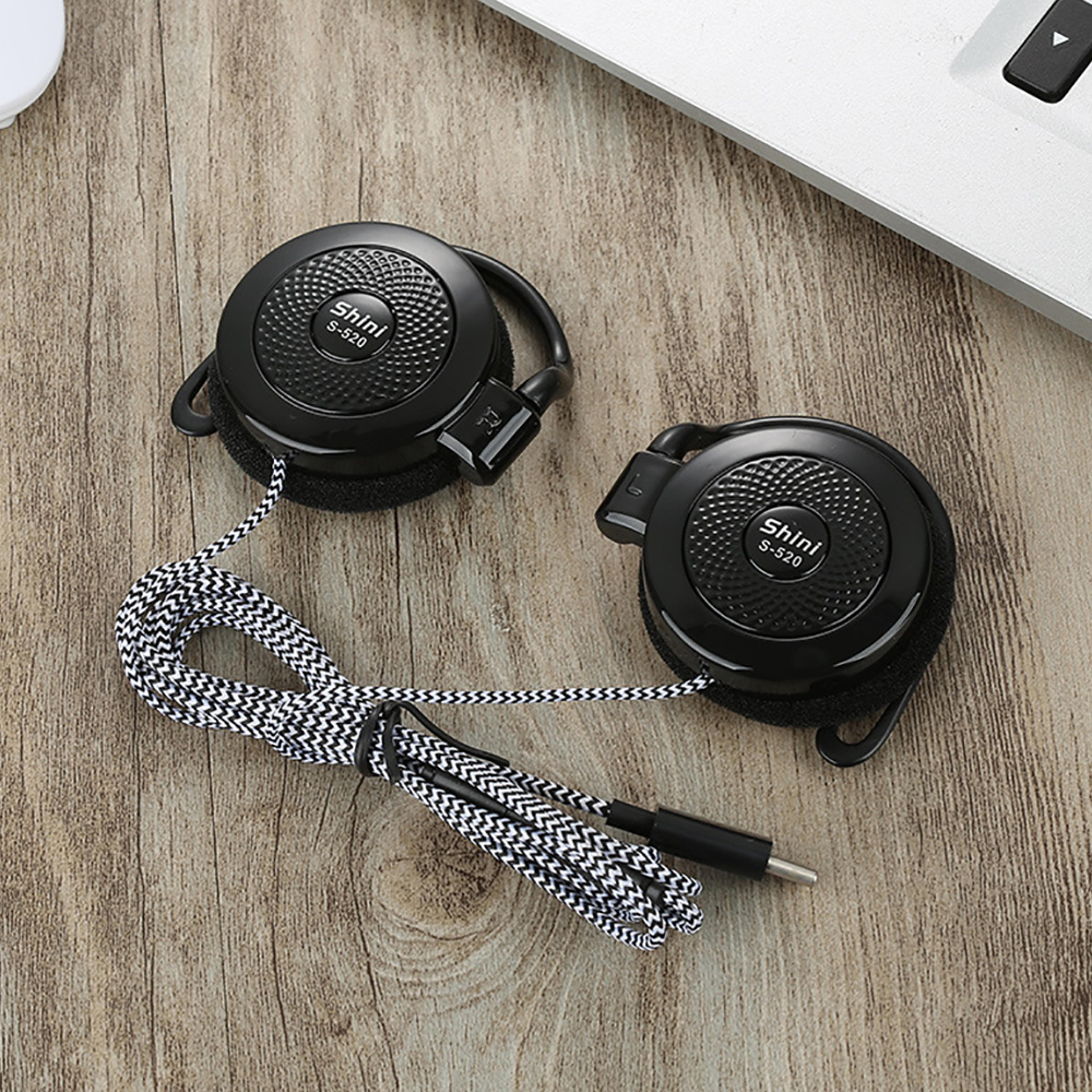 type c stereo sports earphones with secure ear hook for gaming and workouts